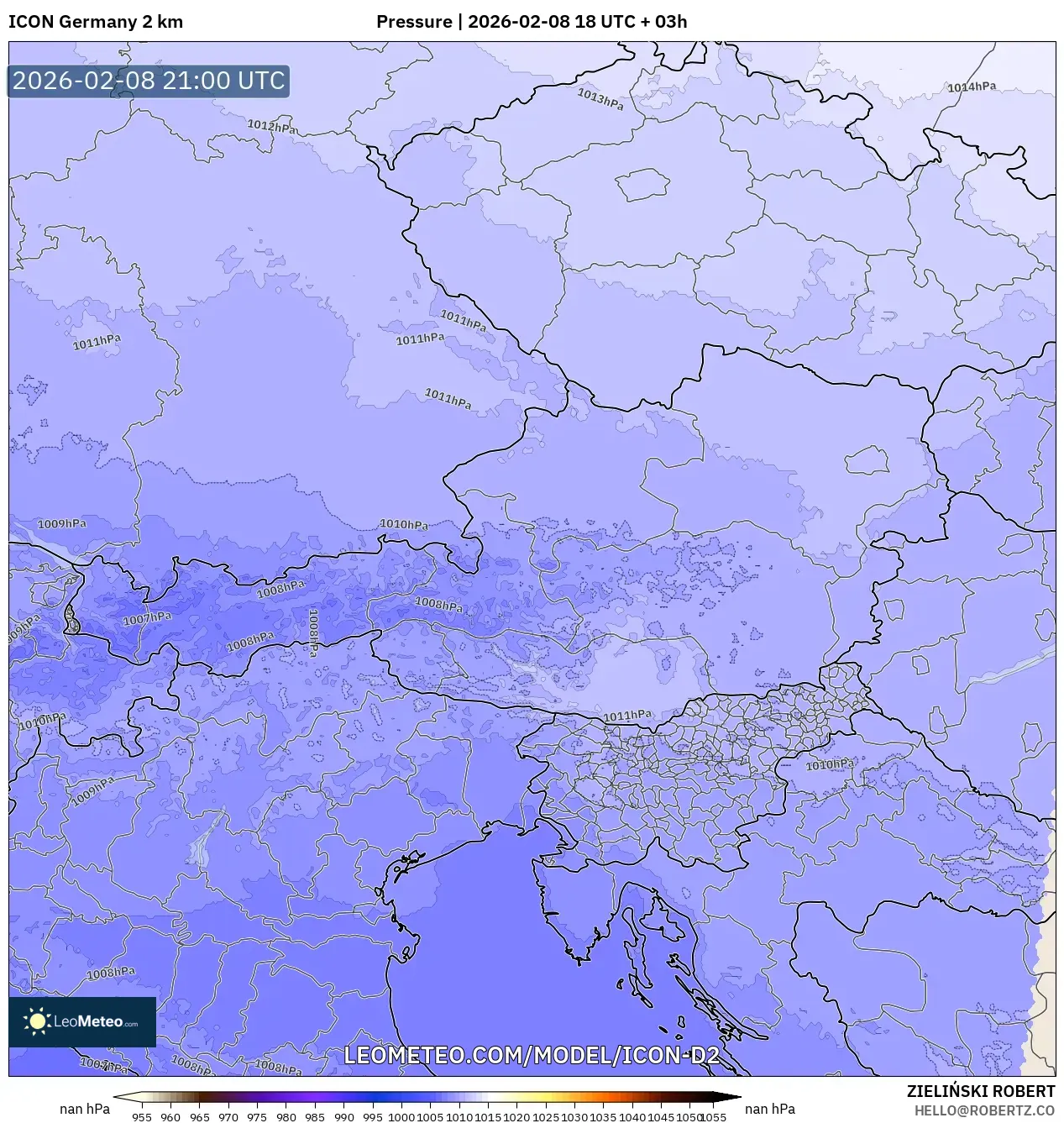 ICON Germany 2 km model - Austria, Pressure