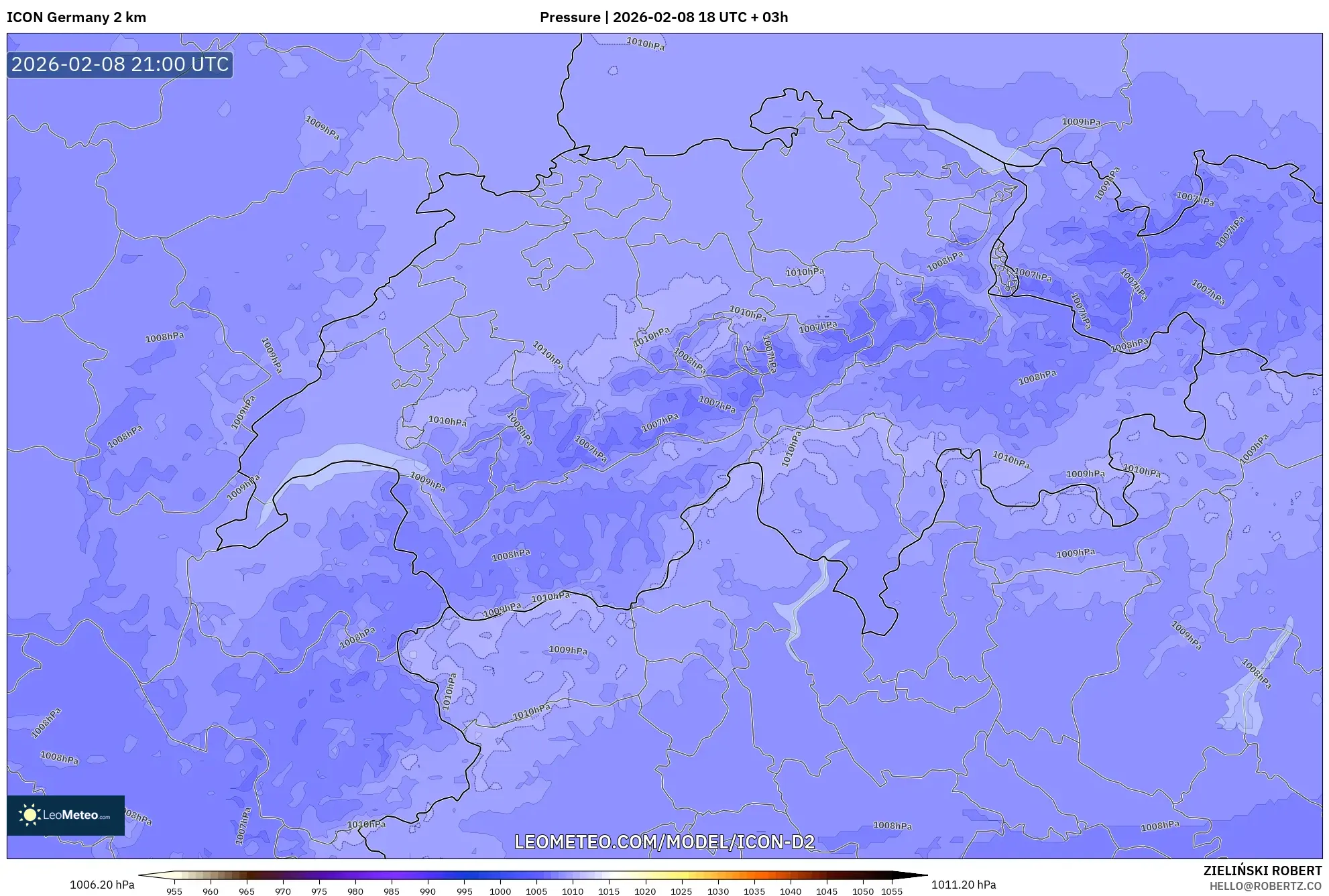 ICON Alemania 2 km model - Swiss, Tekanan