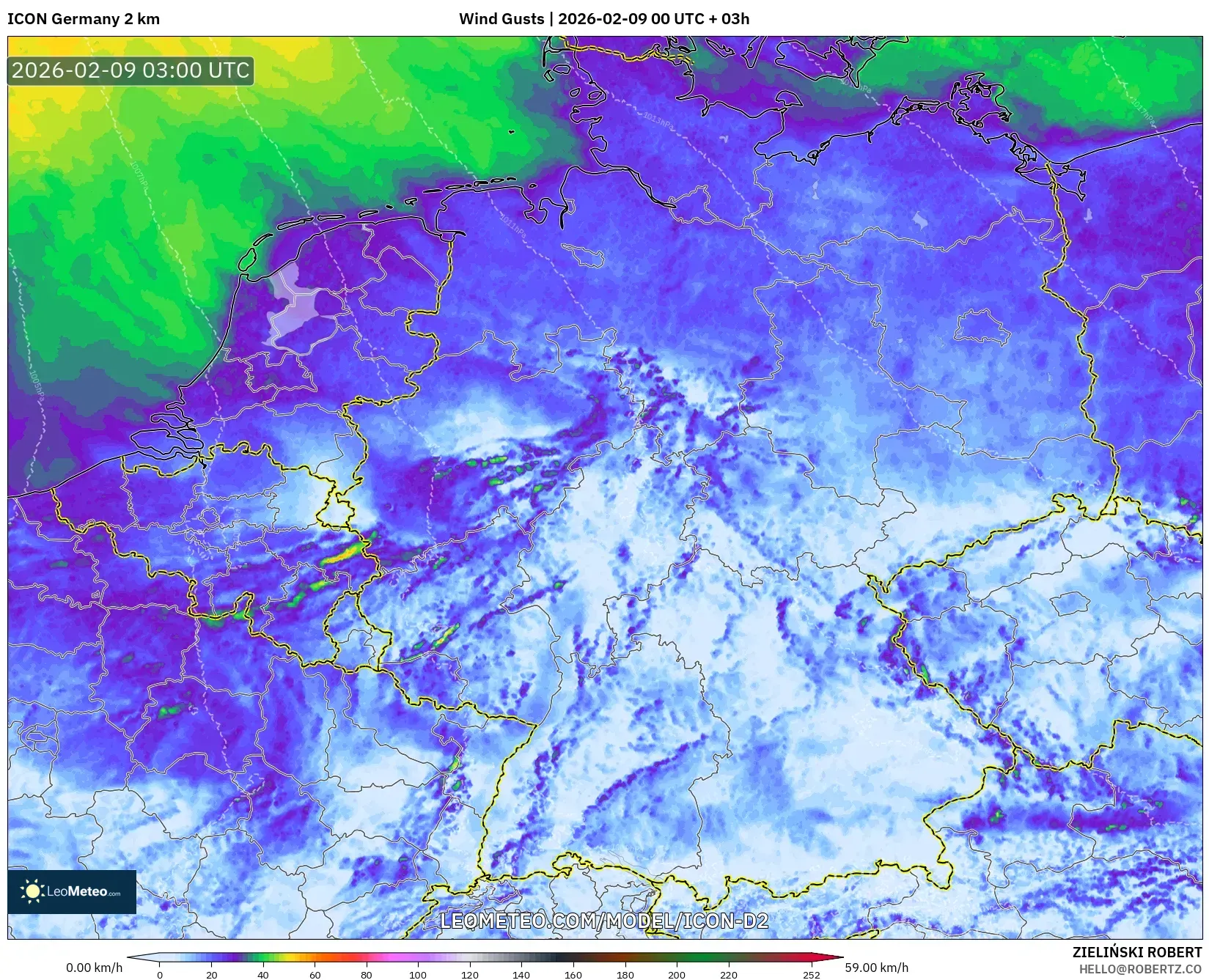ICON Jerman 2 km model - Jerman, Hembusan Angin