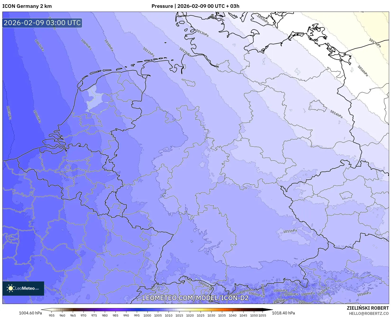 ICON Jerman 2 km model - Jerman, Tekanan