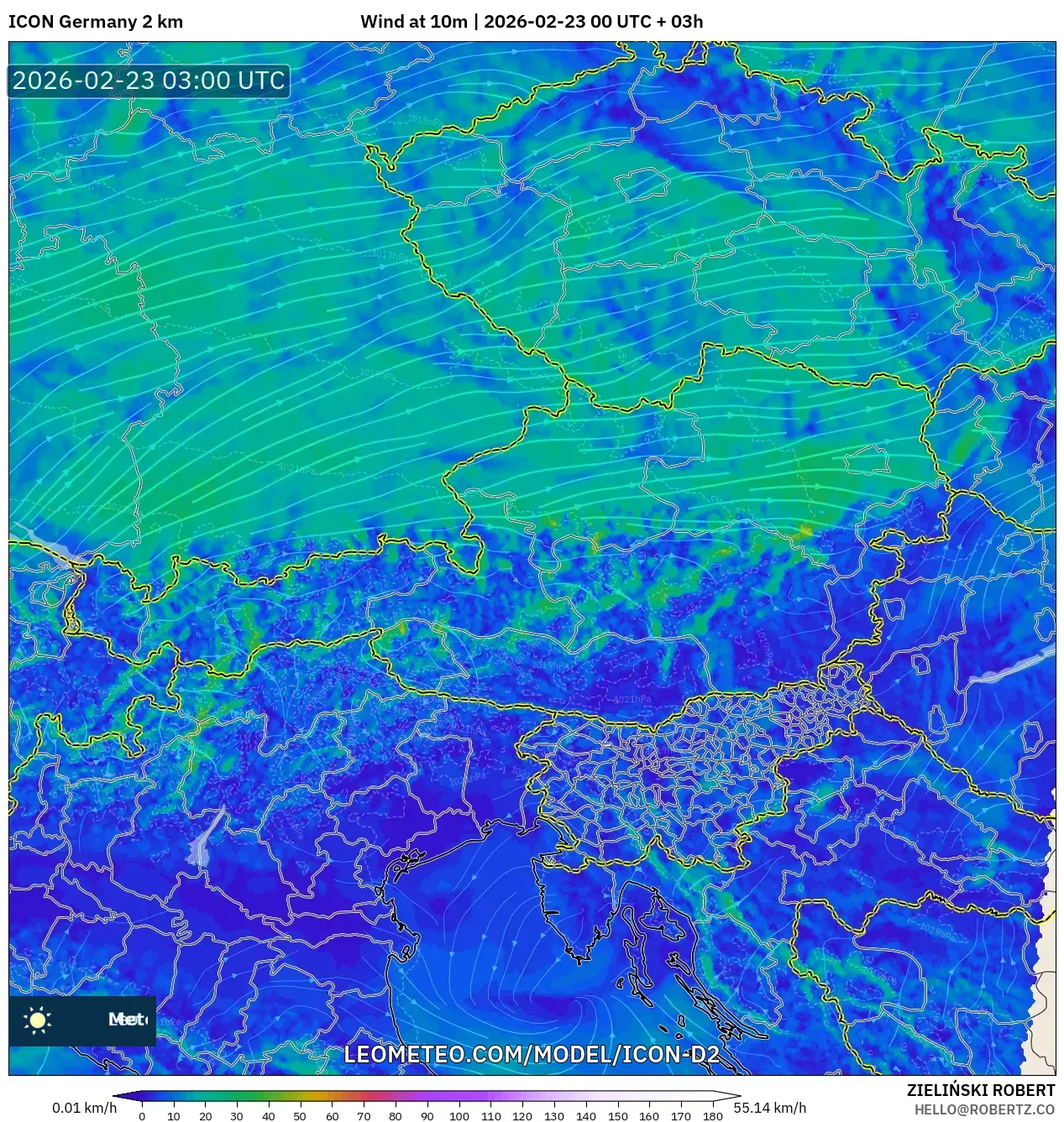 ICON ألمانيا 2 كم model - النمسا, رياح 10 م
