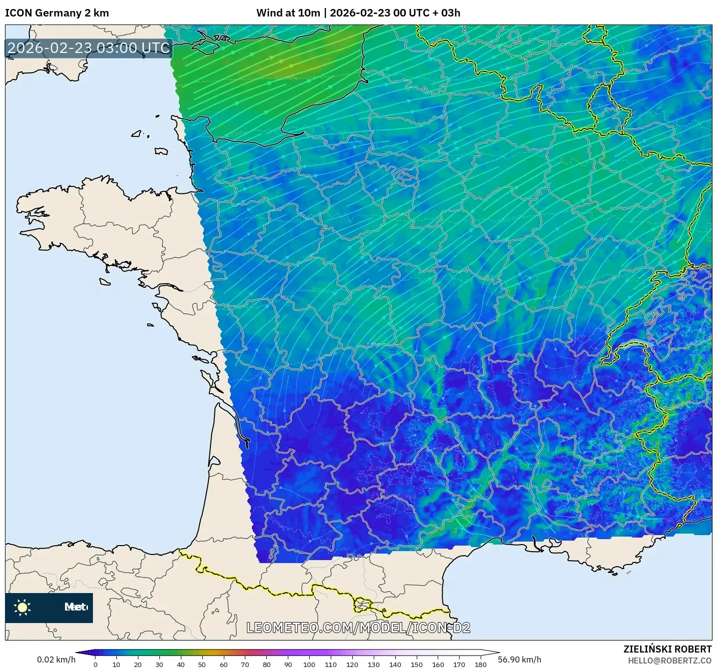 ICON ألمانيا 2 كم model - فرنسا, رياح 10 م
