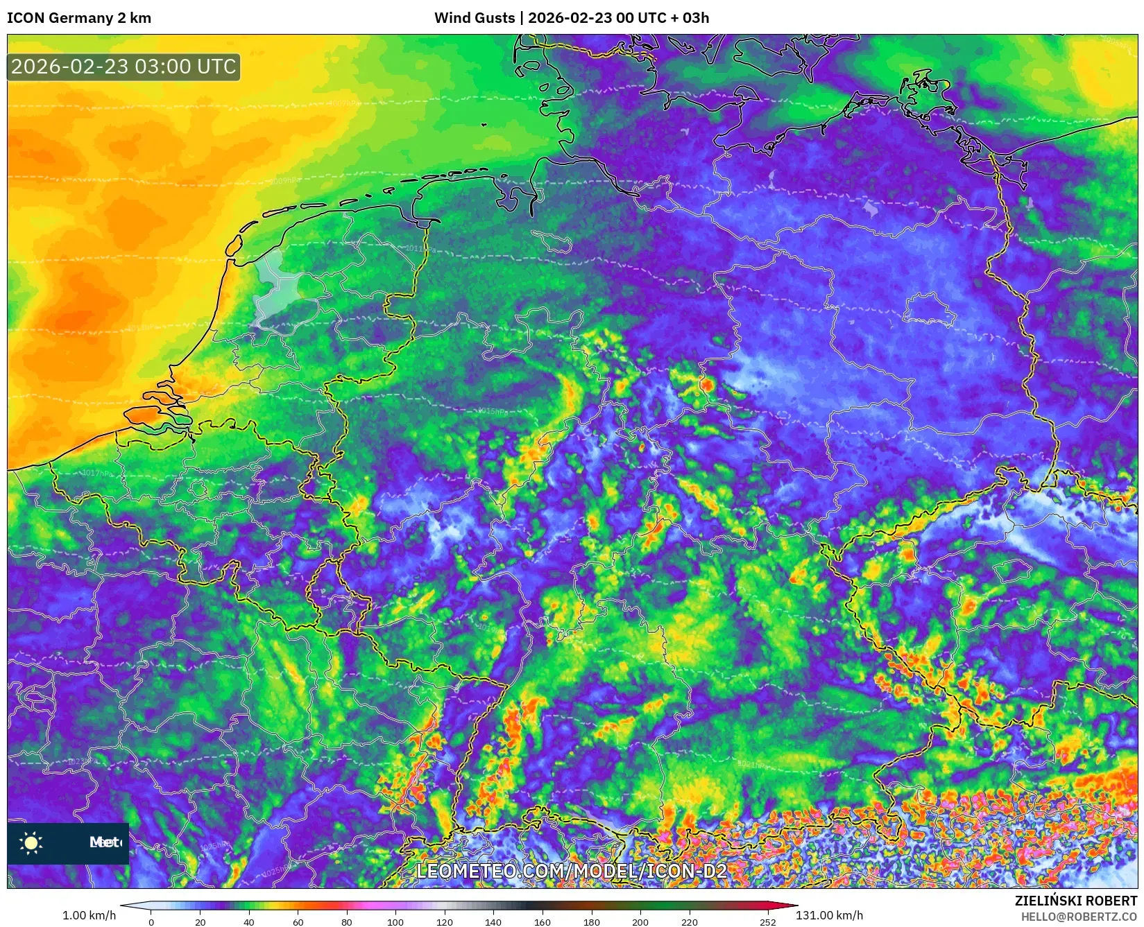 ICON ألمانيا 2 كم model - ألمانيا, هبات الرياح