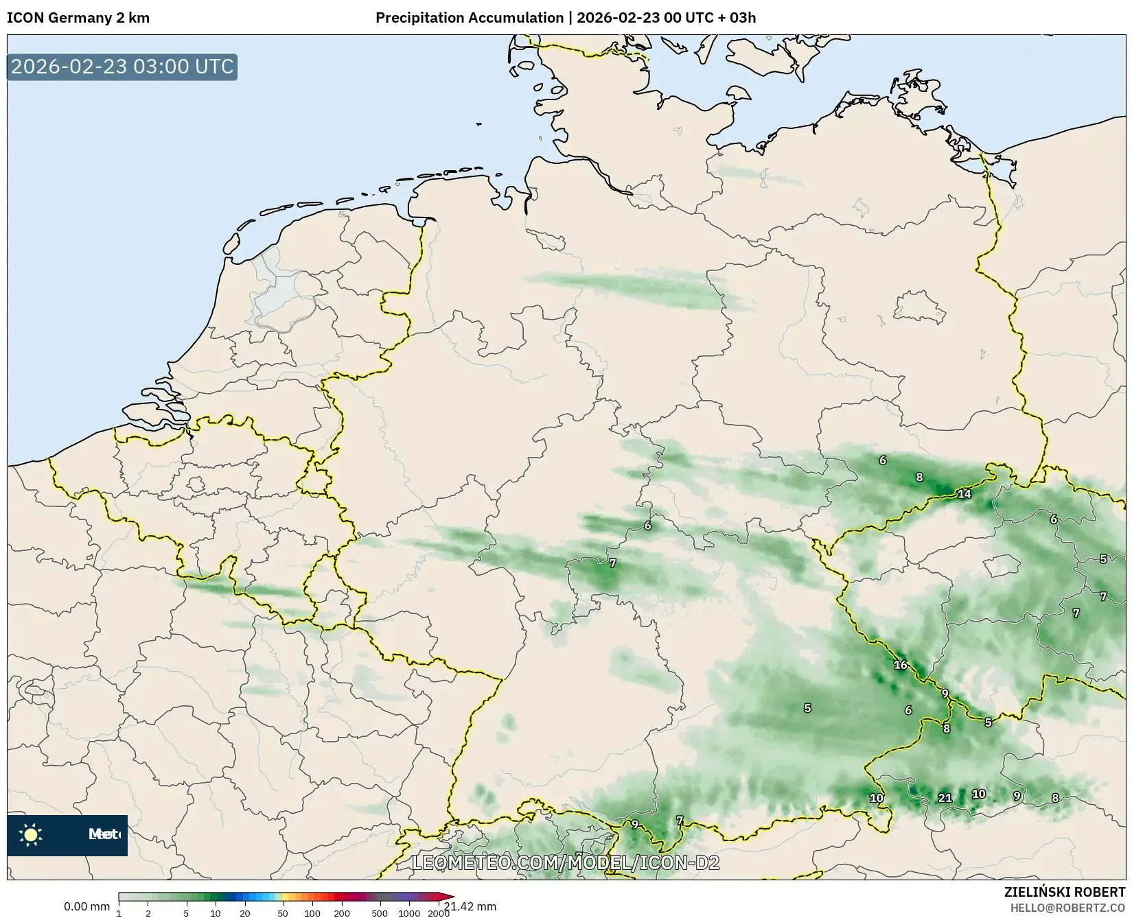 ICON ألمانيا 2 كم model - ألمانيا, تراكم الهطول