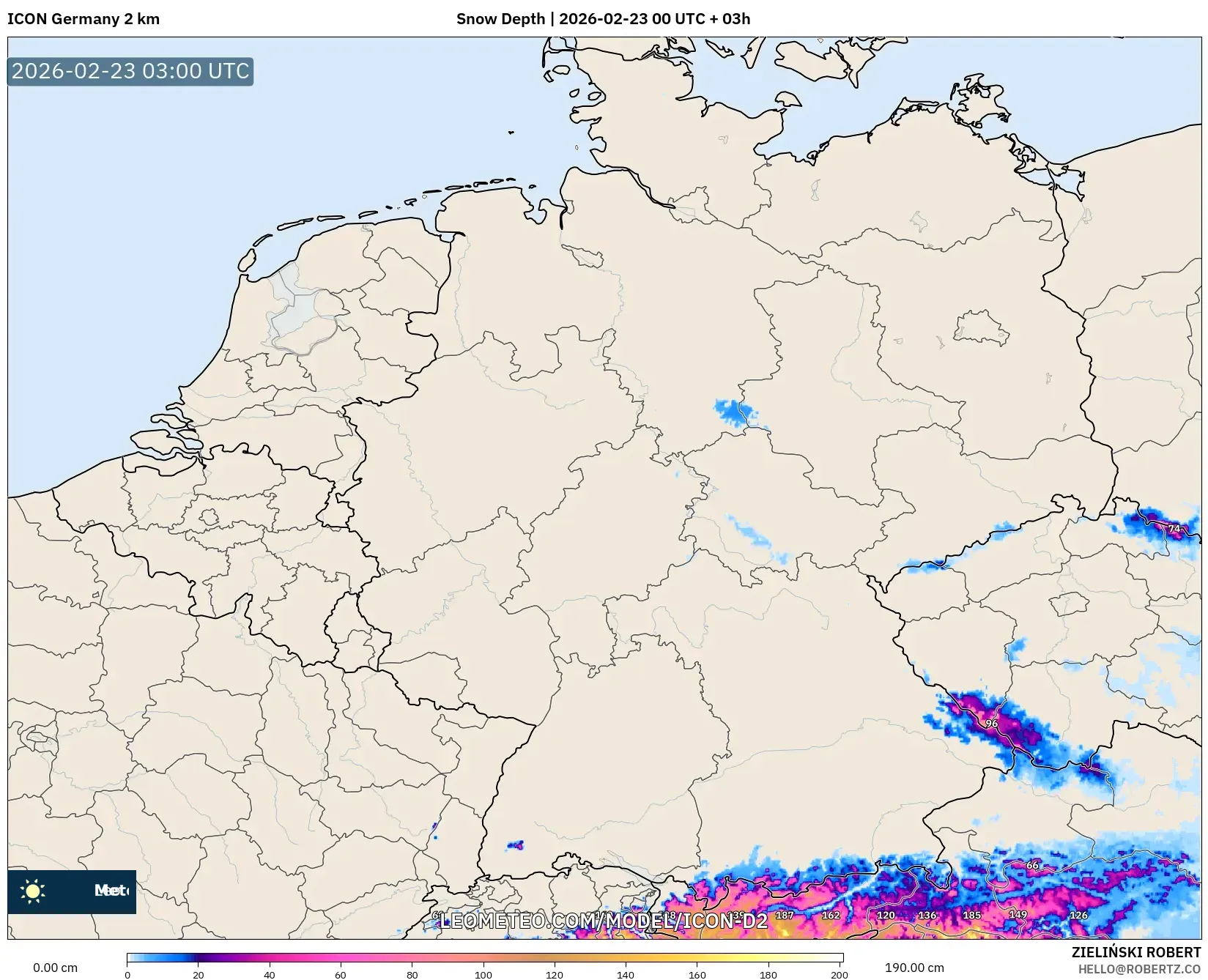 ICON ألمانيا 2 كم model - ألمانيا, عمق الثلج
