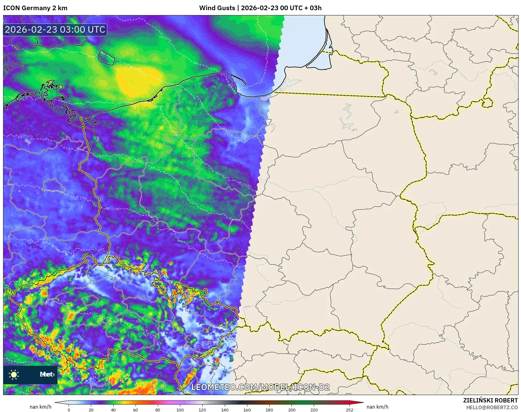 ICON ألمانيا 2 كم model - بولندا, هبات الرياح
