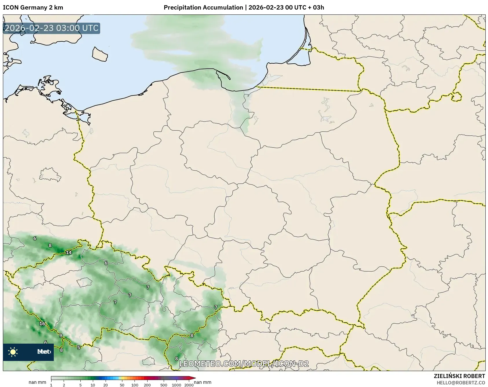 ICON ألمانيا 2 كم model - بولندا, تراكم الهطول