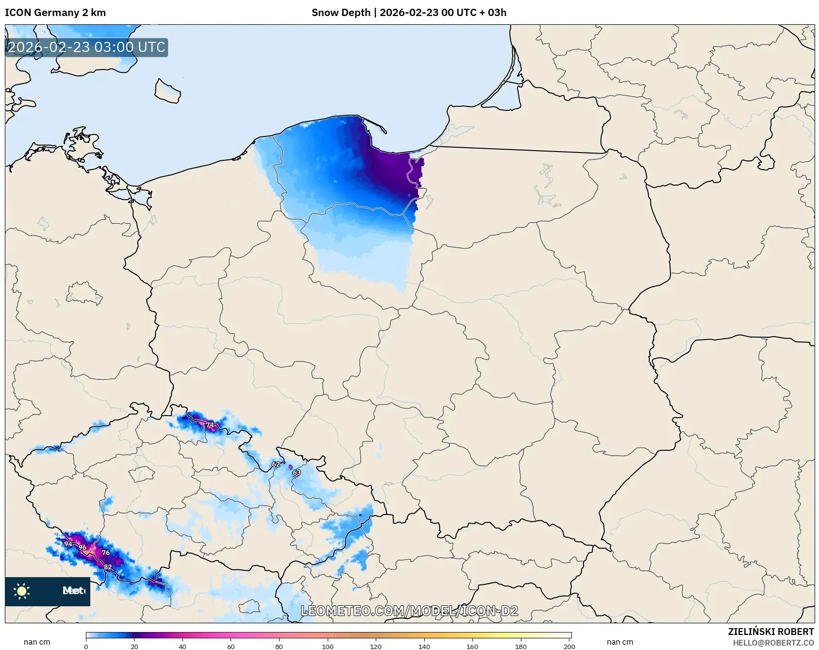 ICON ألمانيا 2 كم model - بولندا, عمق الثلج