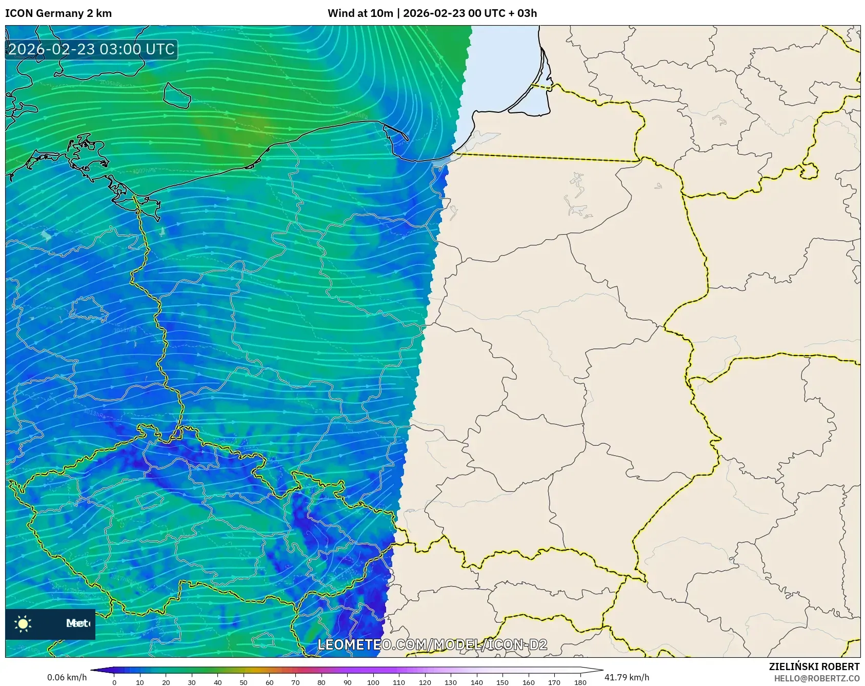 ICON ألمانيا 2 كم model - بولندا, رياح 10 م