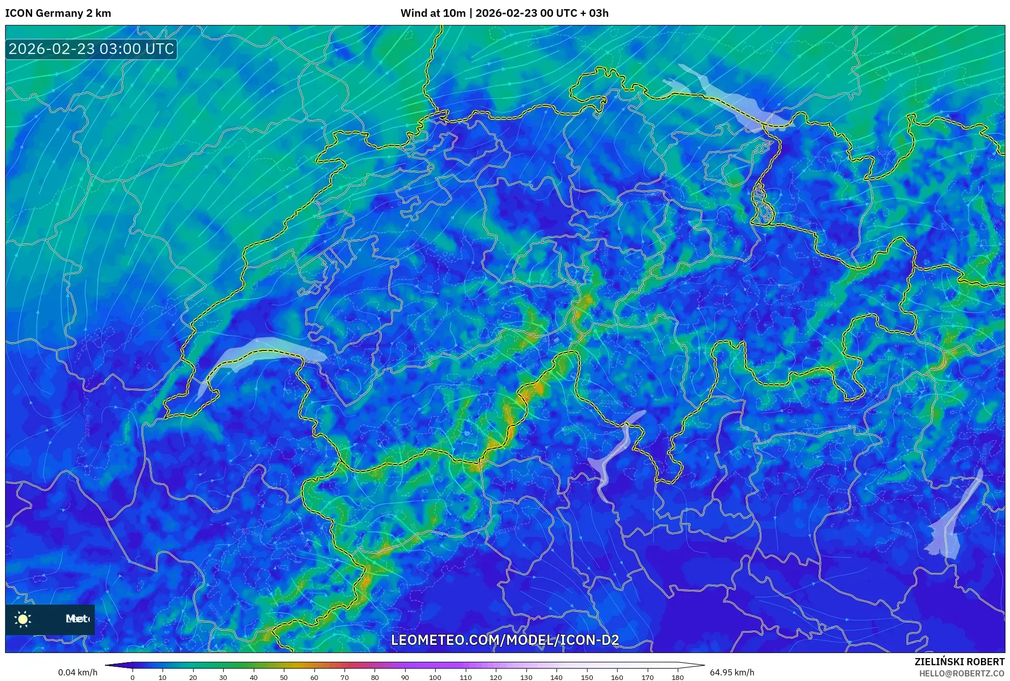 ICON ألمانيا 2 كم model - سويسرا, رياح 10 م