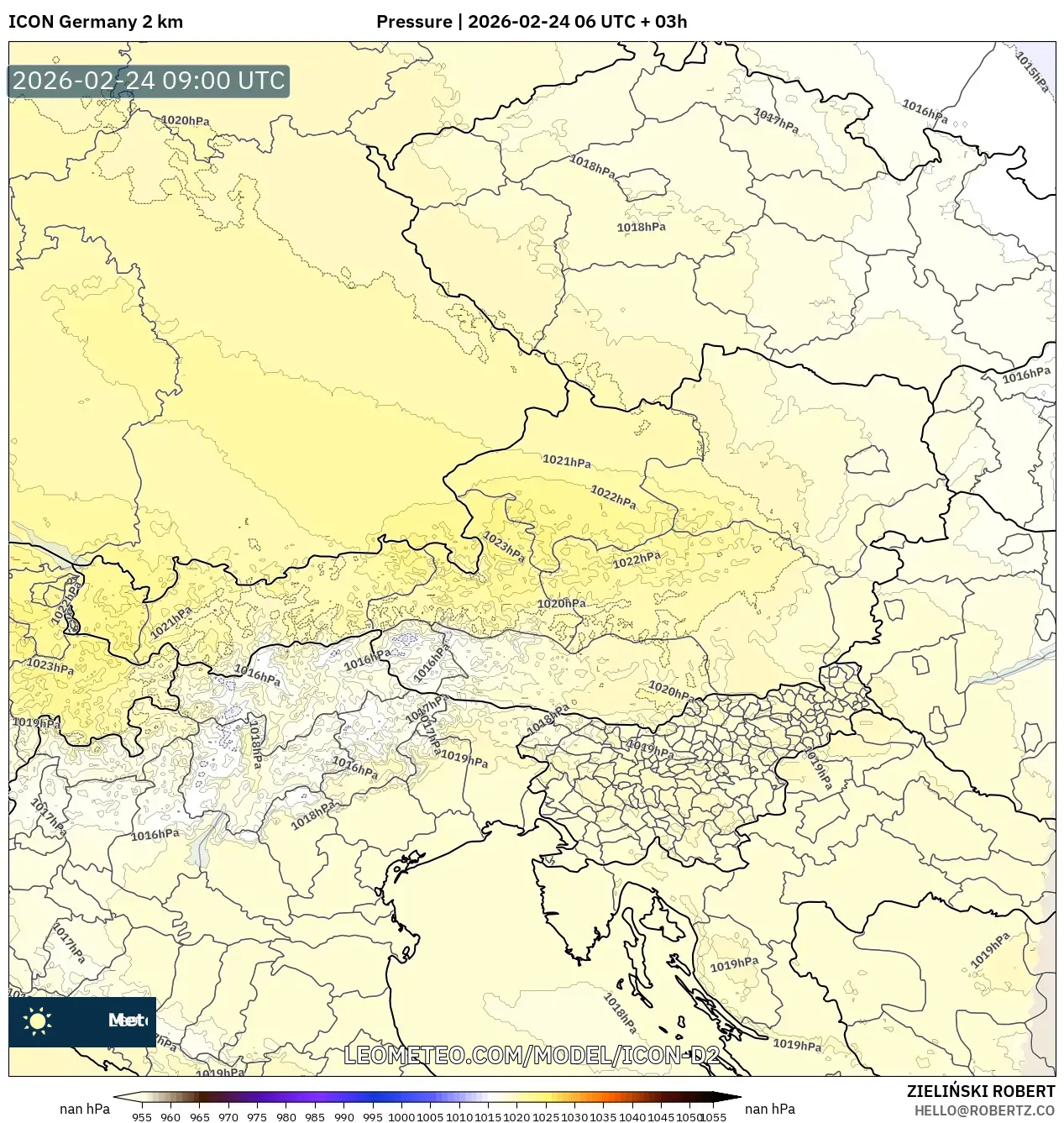 ICON Germany 2 km model - Austria, Pressure