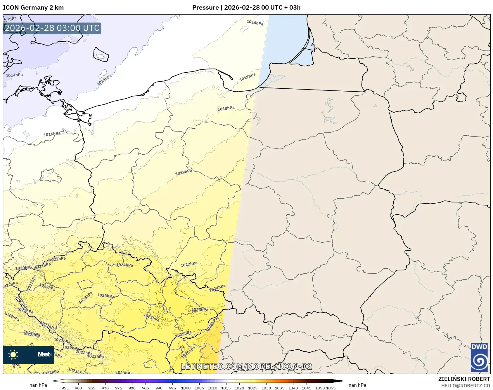 ICON Germany 2 km model - Poland, Pressure