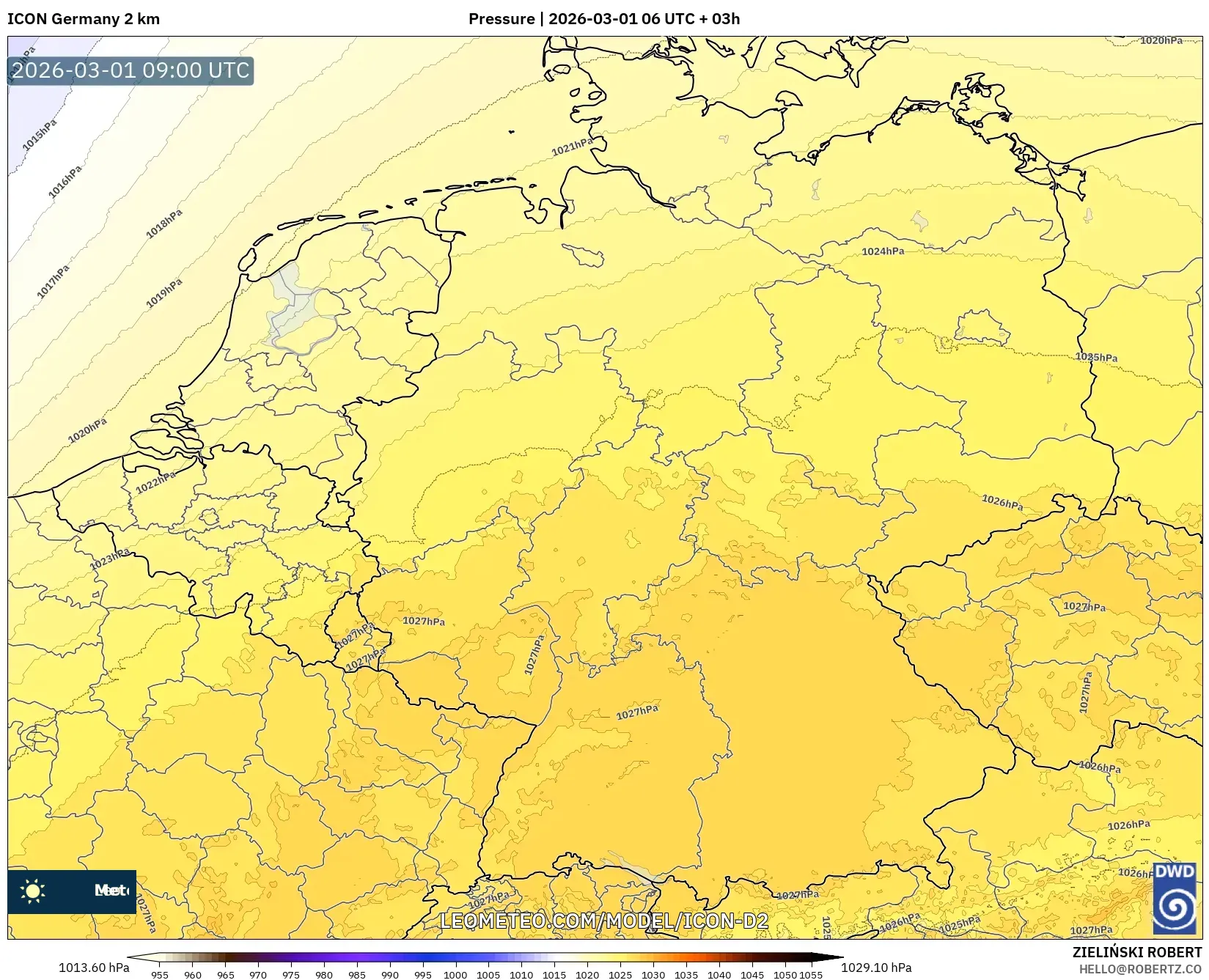 ICON Germany 2 km model - Germany, Pressure