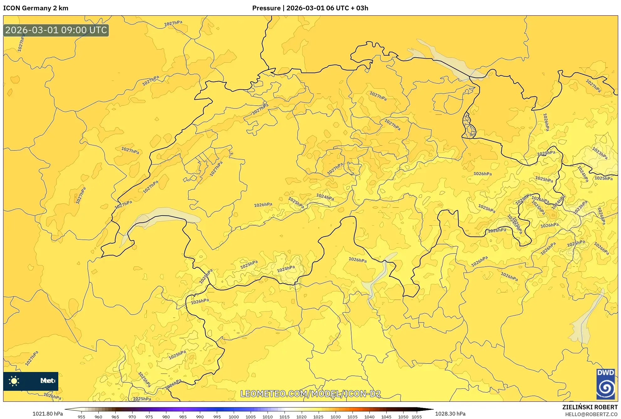 ICON Germany 2 km model - Switzerland, Pressure