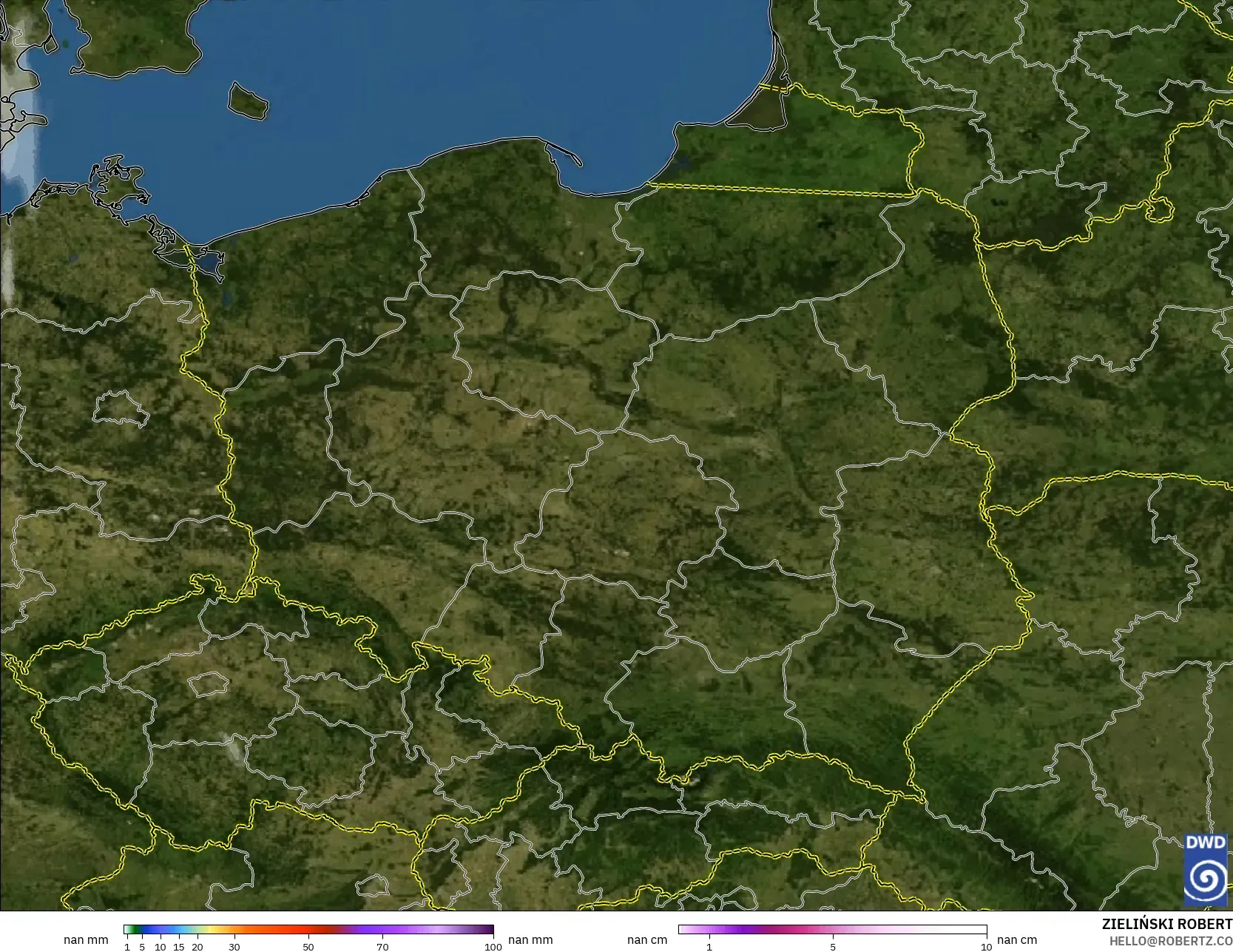 ICON Germany 2 km model - Poland, Precipitation, Clouds, and Pressure