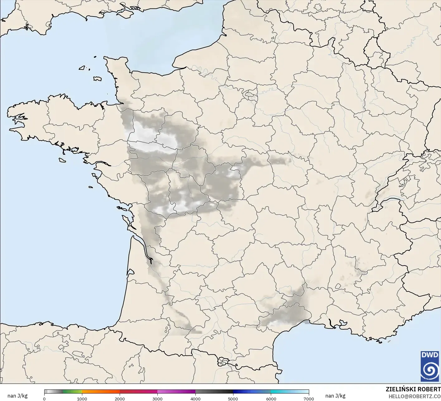 ICON Germany 2 km model - France, CAPE