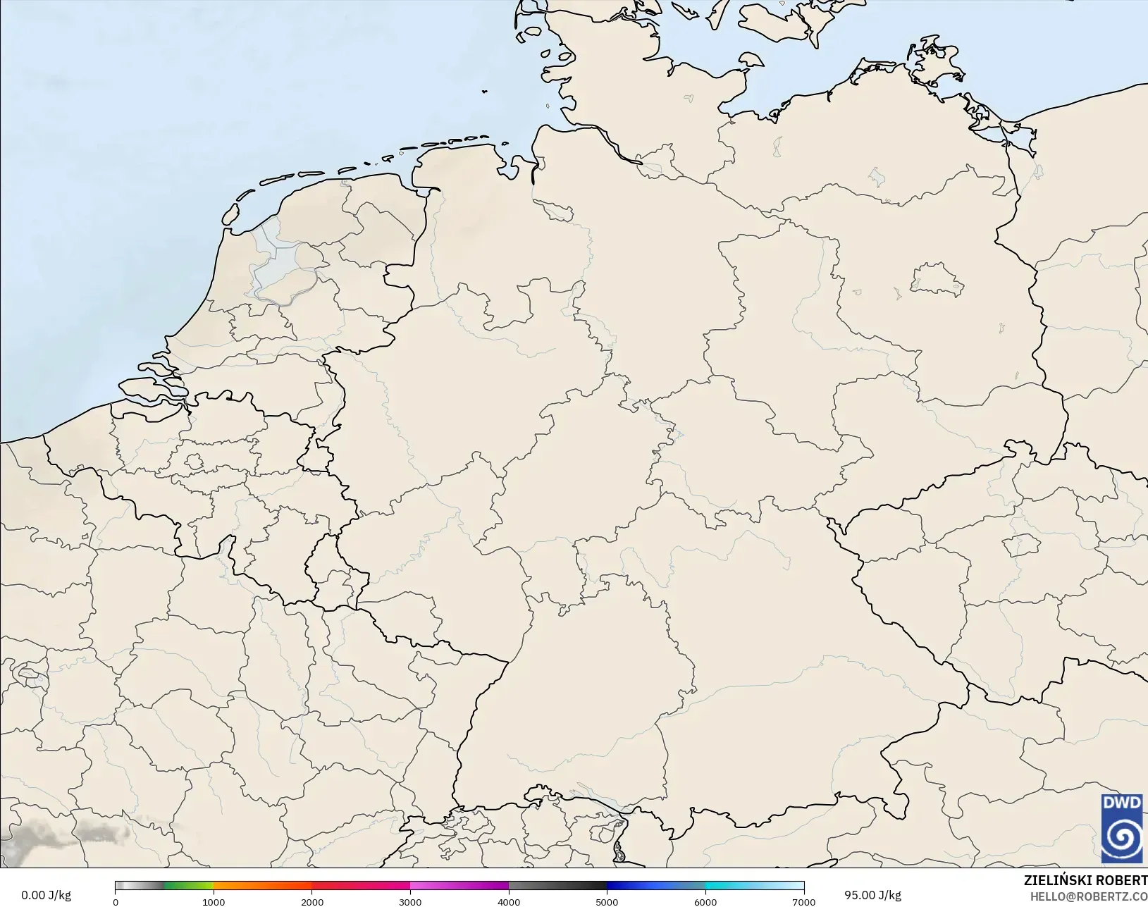 ICON Germany 2 km model - Germany, CAPE