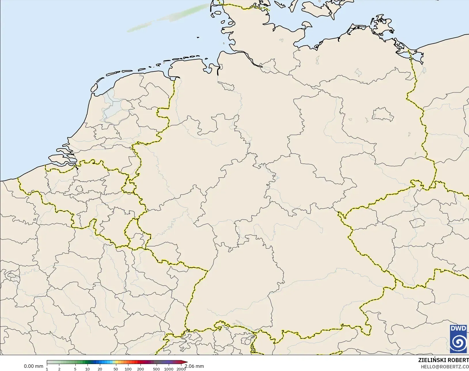 ICON Germany 2 km model - Germany, Precipitation Accumulation
