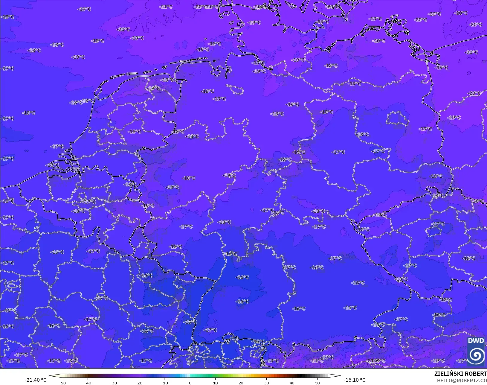 ICON Germany 2 km model - Germany, Temperature at 500hPa
