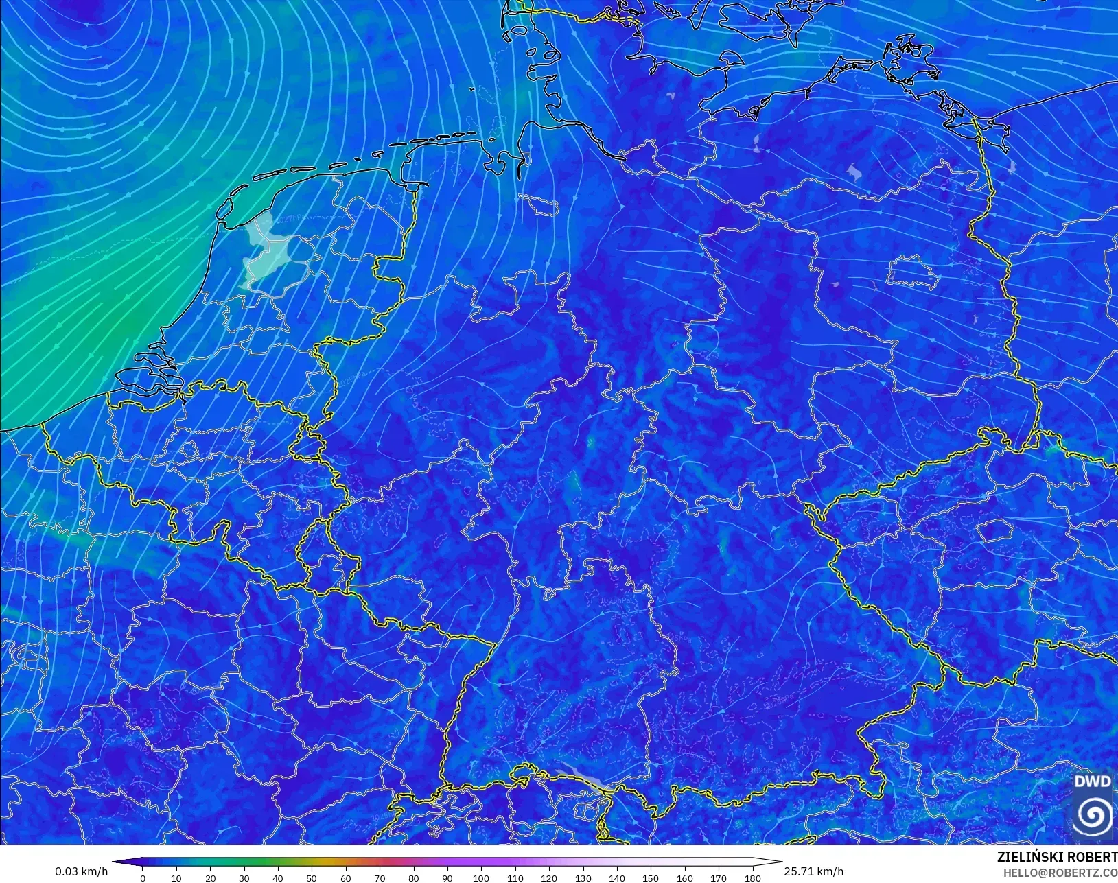 ICON Germany 2 km model - Germany, Wind at 10m