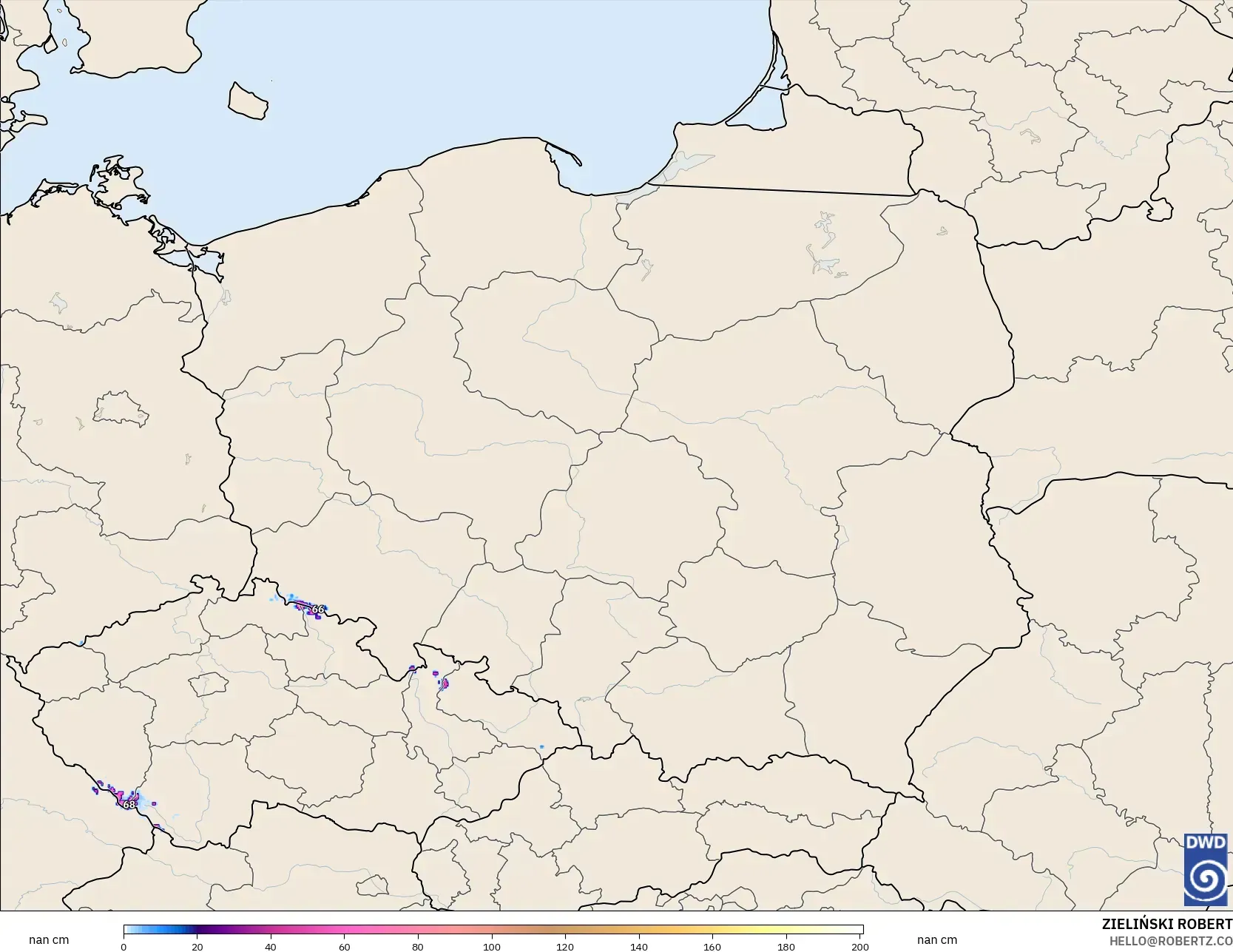 ICON Germany 2 km model - Poland, Snow Depth