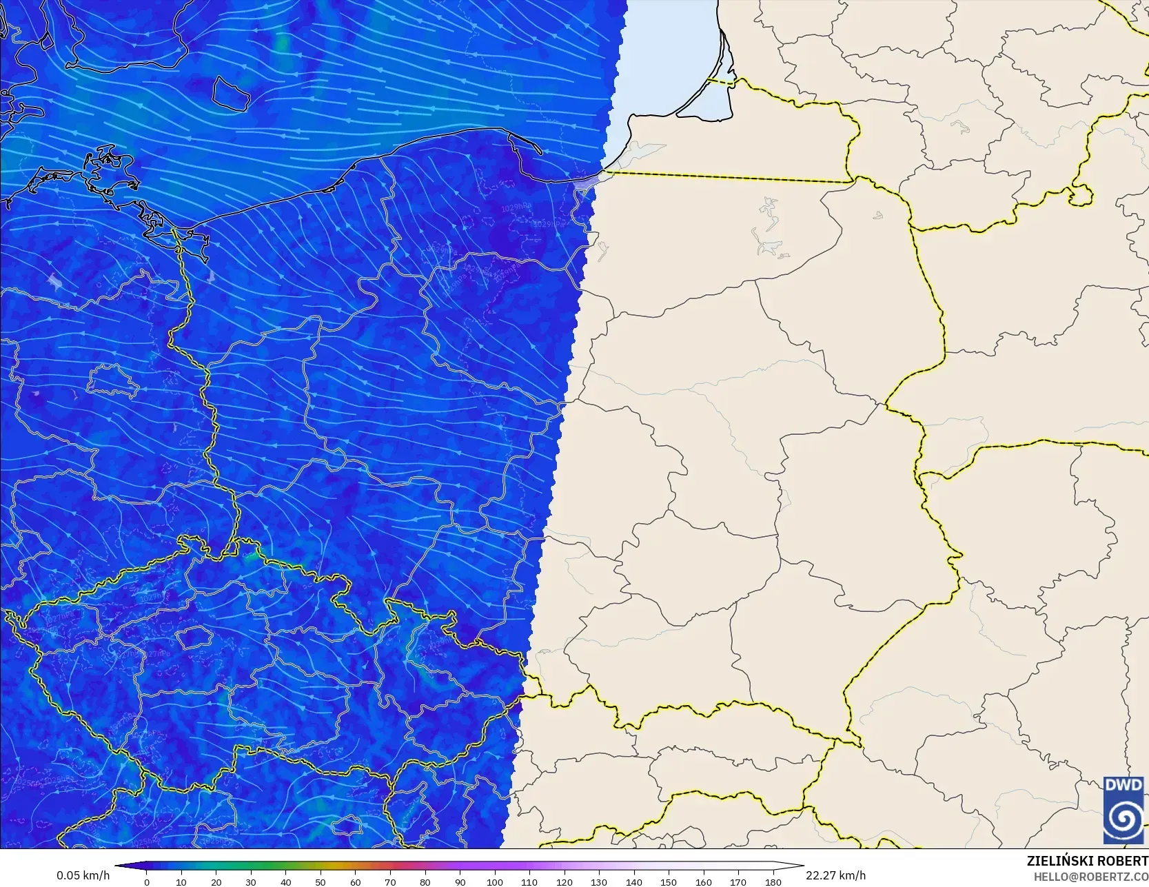 ICON Germany 2 km model - Poland, Wind at 10m