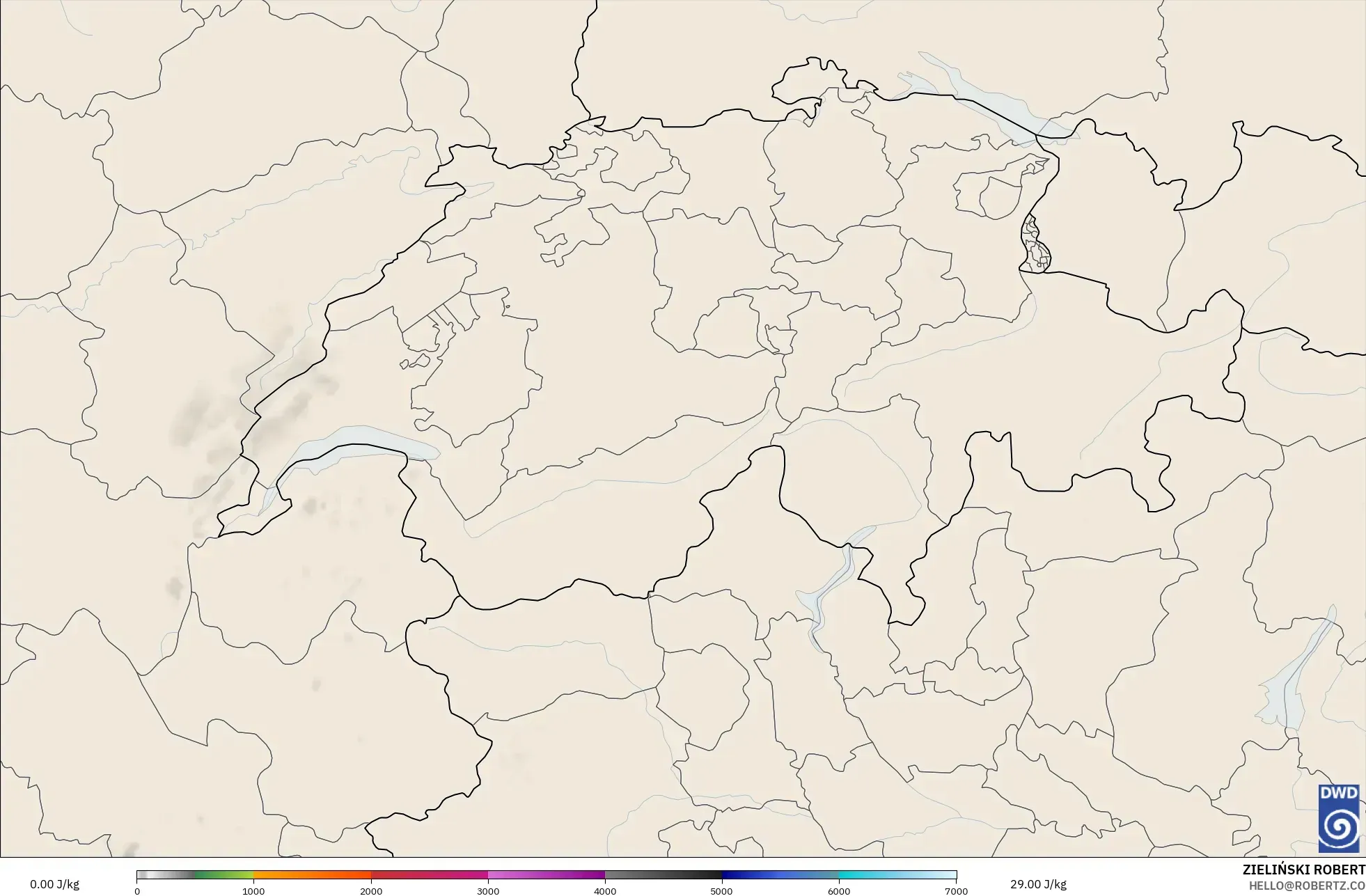 ICON Germany 2 km model - Switzerland, CAPE
