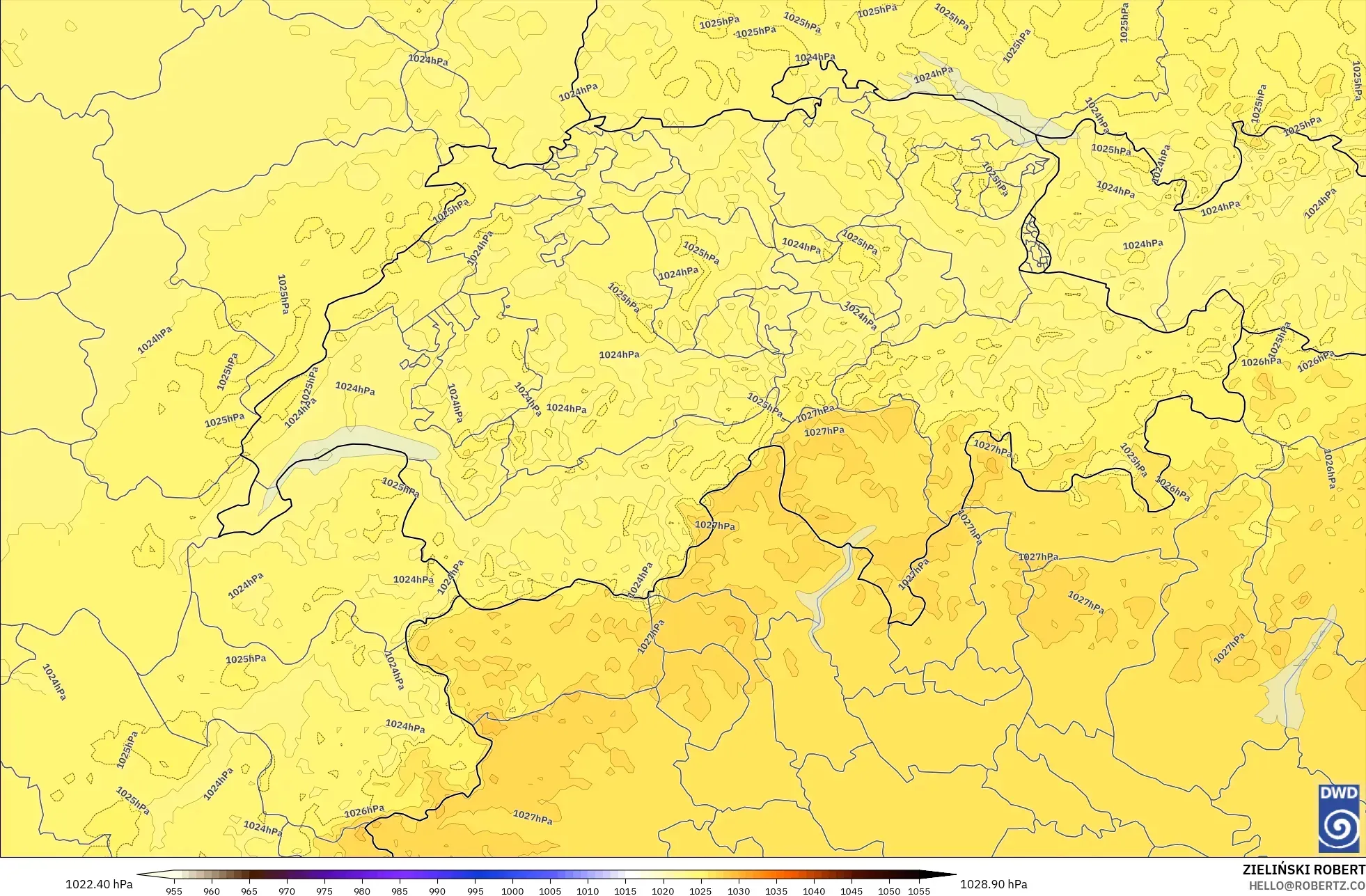 ICON Germany 2 km model - Switzerland, Pressure
