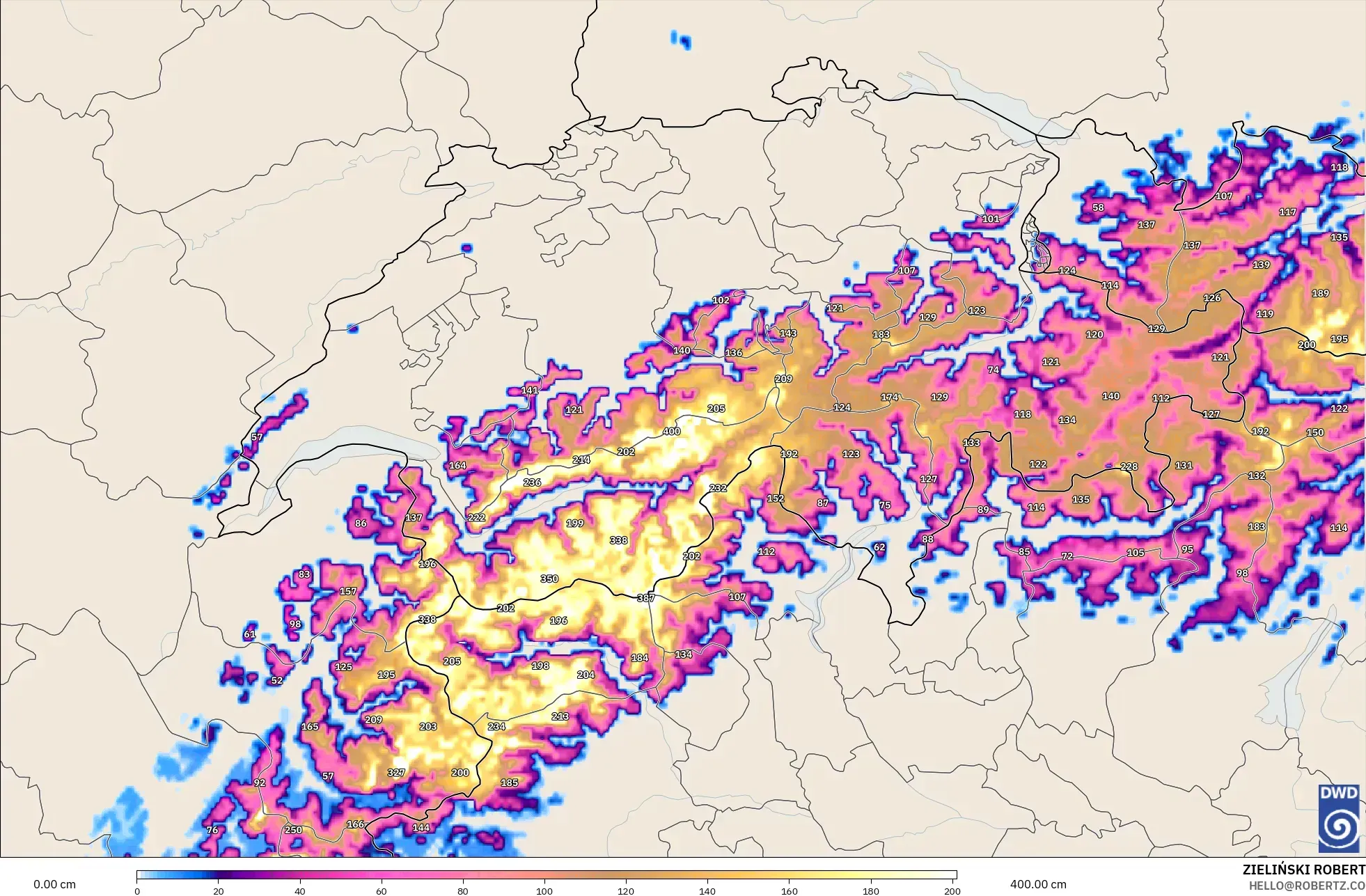 ICON Germany 2 km model - Switzerland, Snow Depth