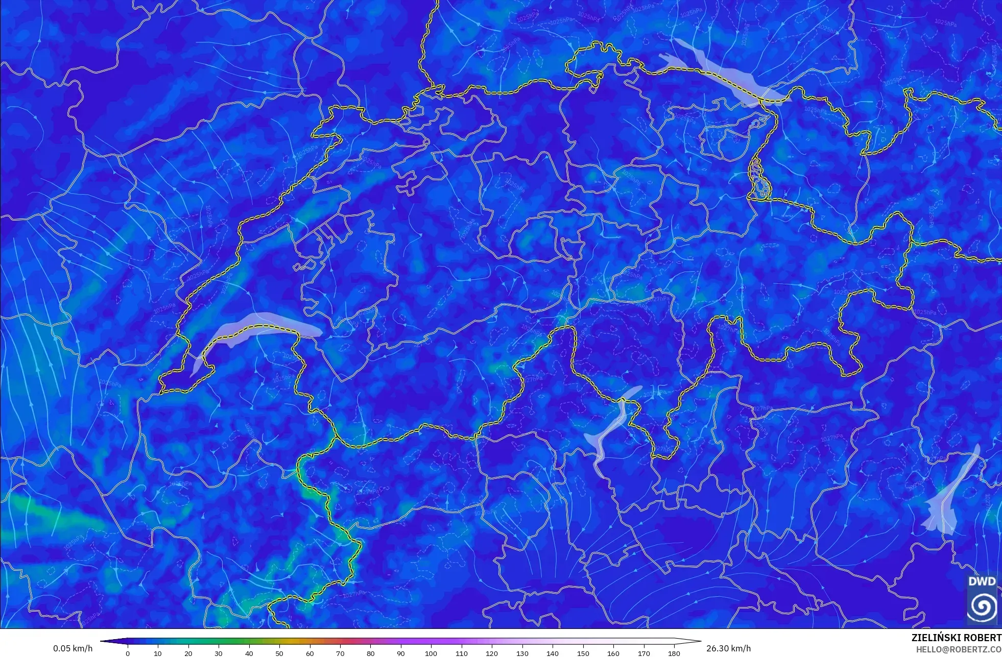 ICON Germany 2 km model - Switzerland, Wind at 10m
