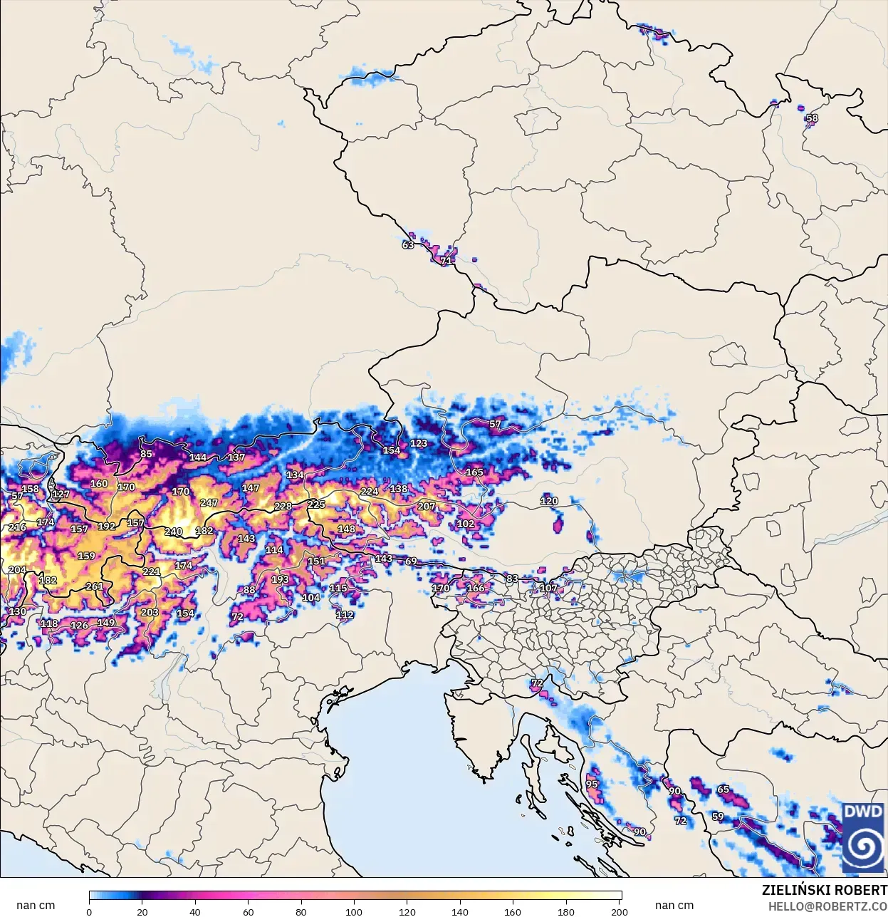 ICON Germany 2 km model - Austria, Snow Depth