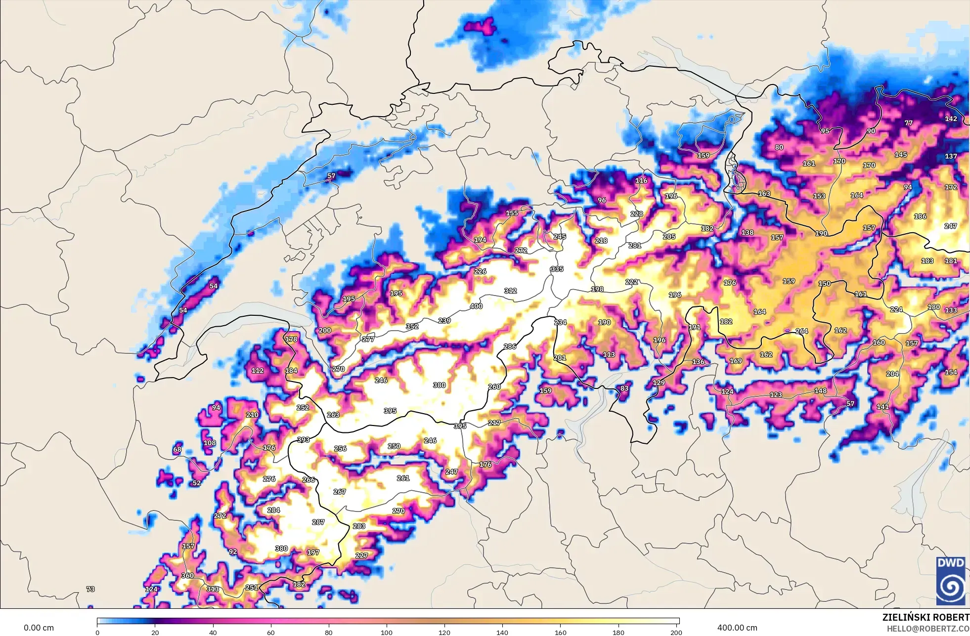 ICON Germany 2 km model - Switzerland, Snow Depth