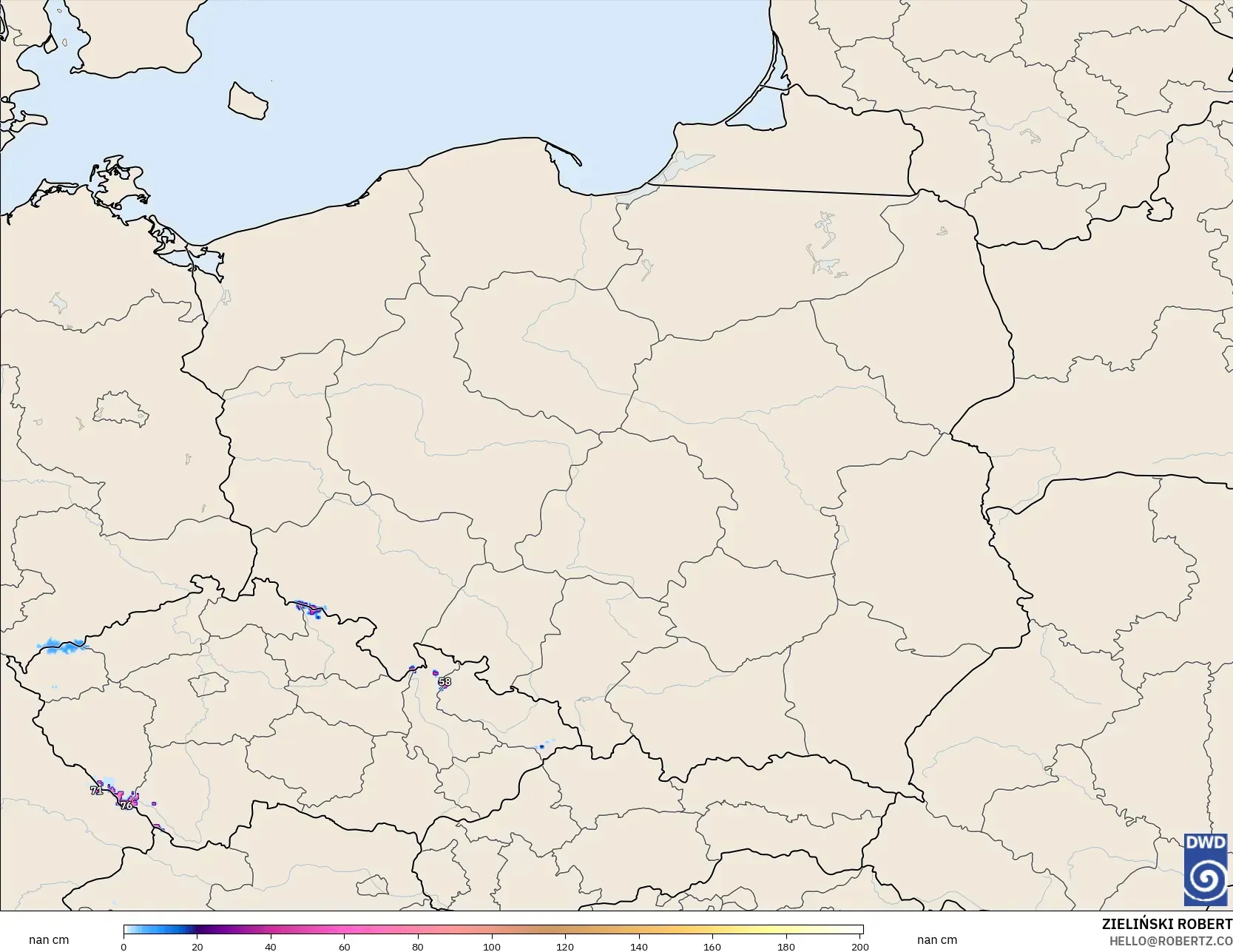 ICON Germany 2 km model - Poland, Snow Depth
