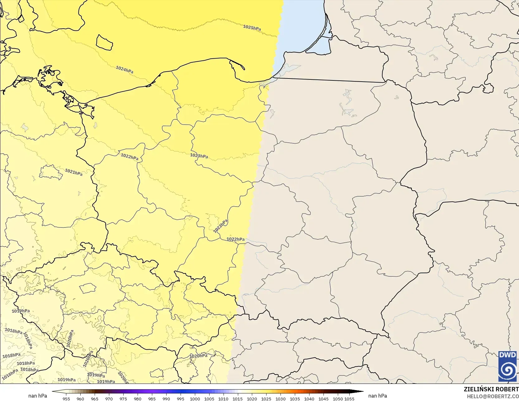 ICON Jerman 2 km model - Poland, Tekanan