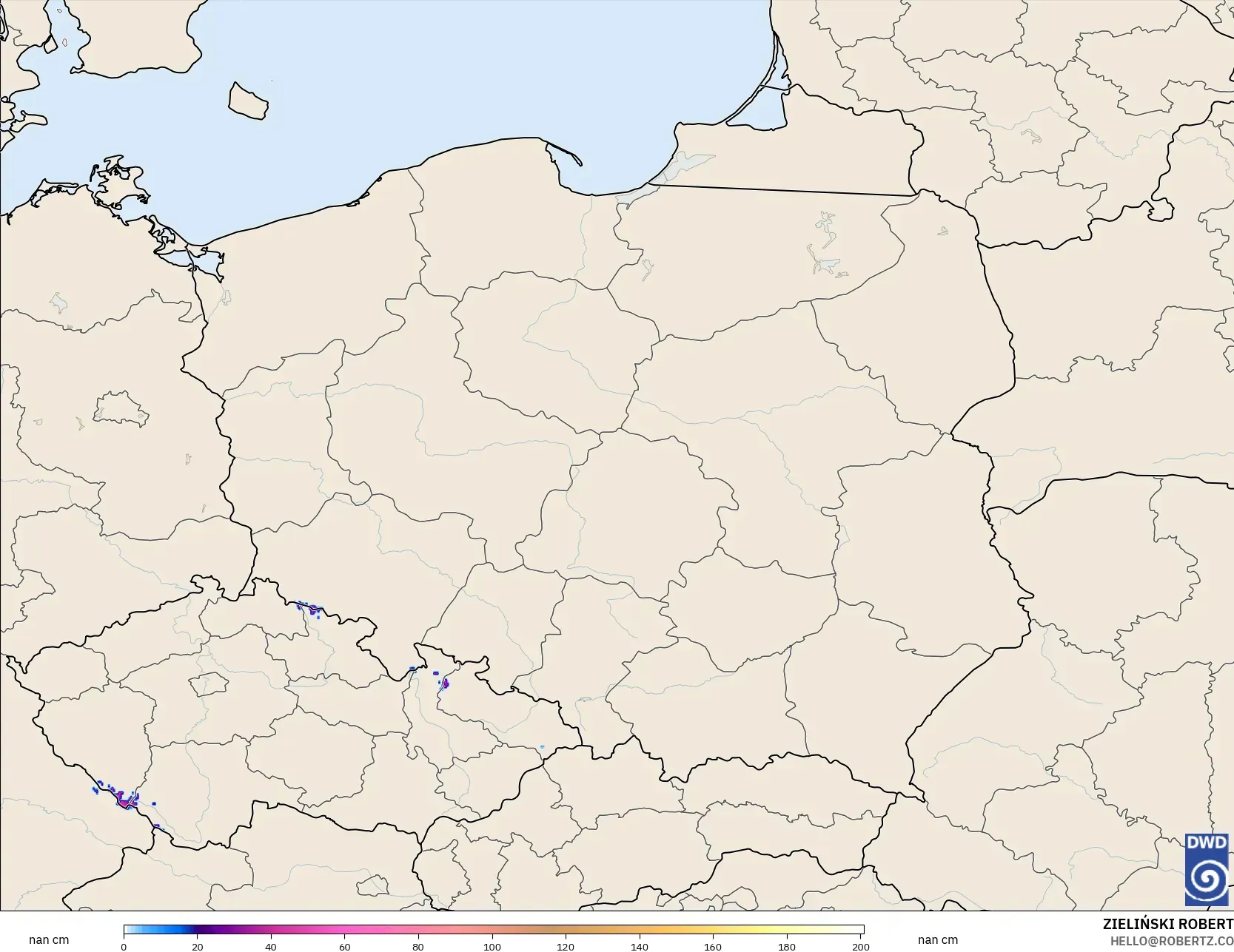 ICON Jerman 2 km model - Poland, Ketebalan Salji