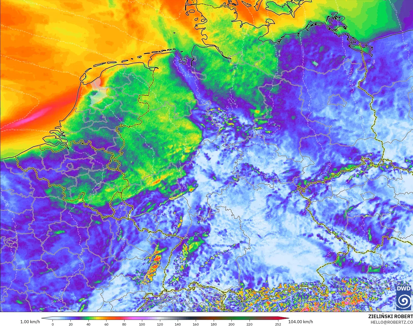ICON Germany 2 km modelo - Germany, Wind Gusts