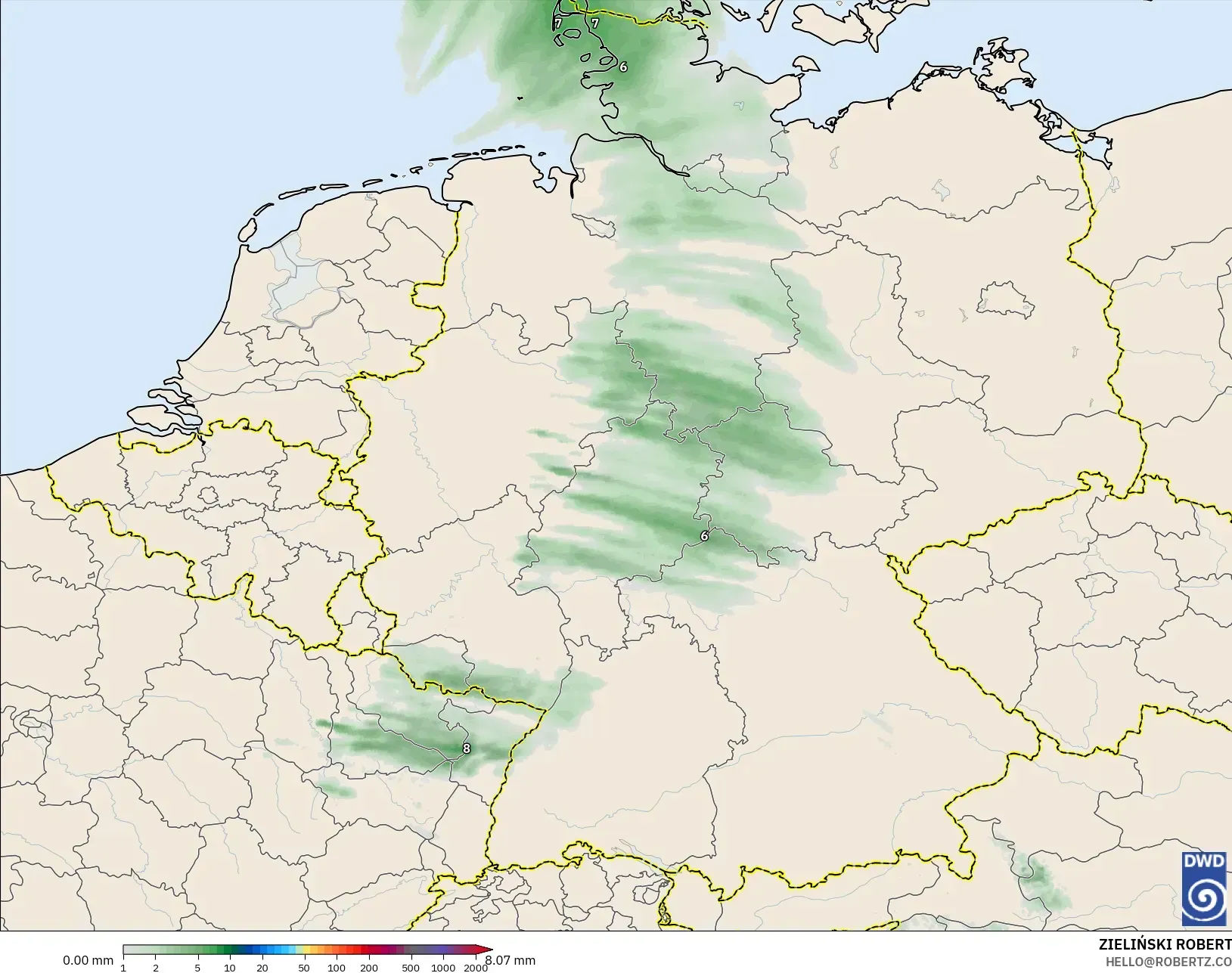 ICON Jerman 2 km model - Jerman, Pengumpulan Hujan