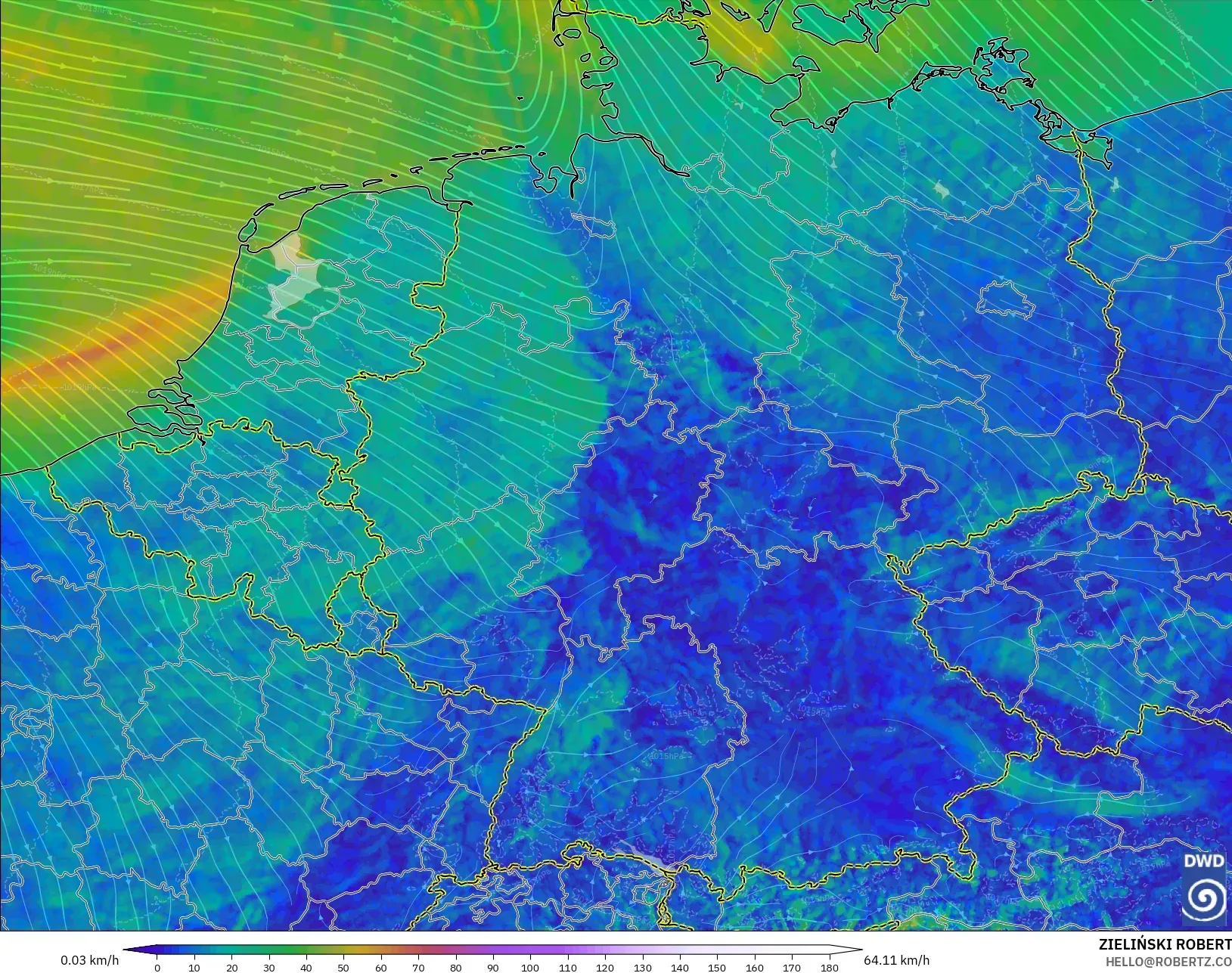ICON Germany 2 km modelo - Germany, Wind at 10m