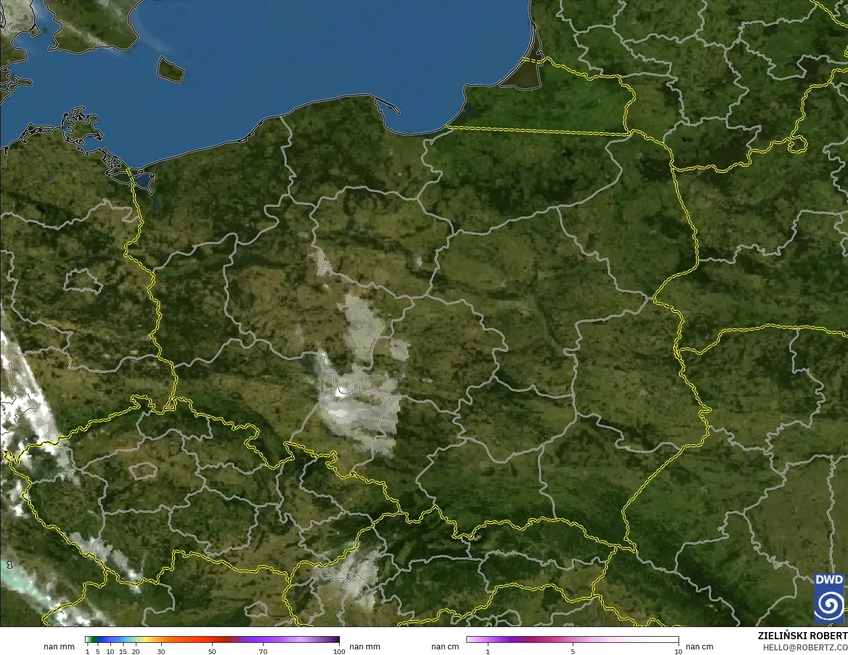 ICON Jerman 2 km model - Poland, Hujan, Awan dan Tekanan