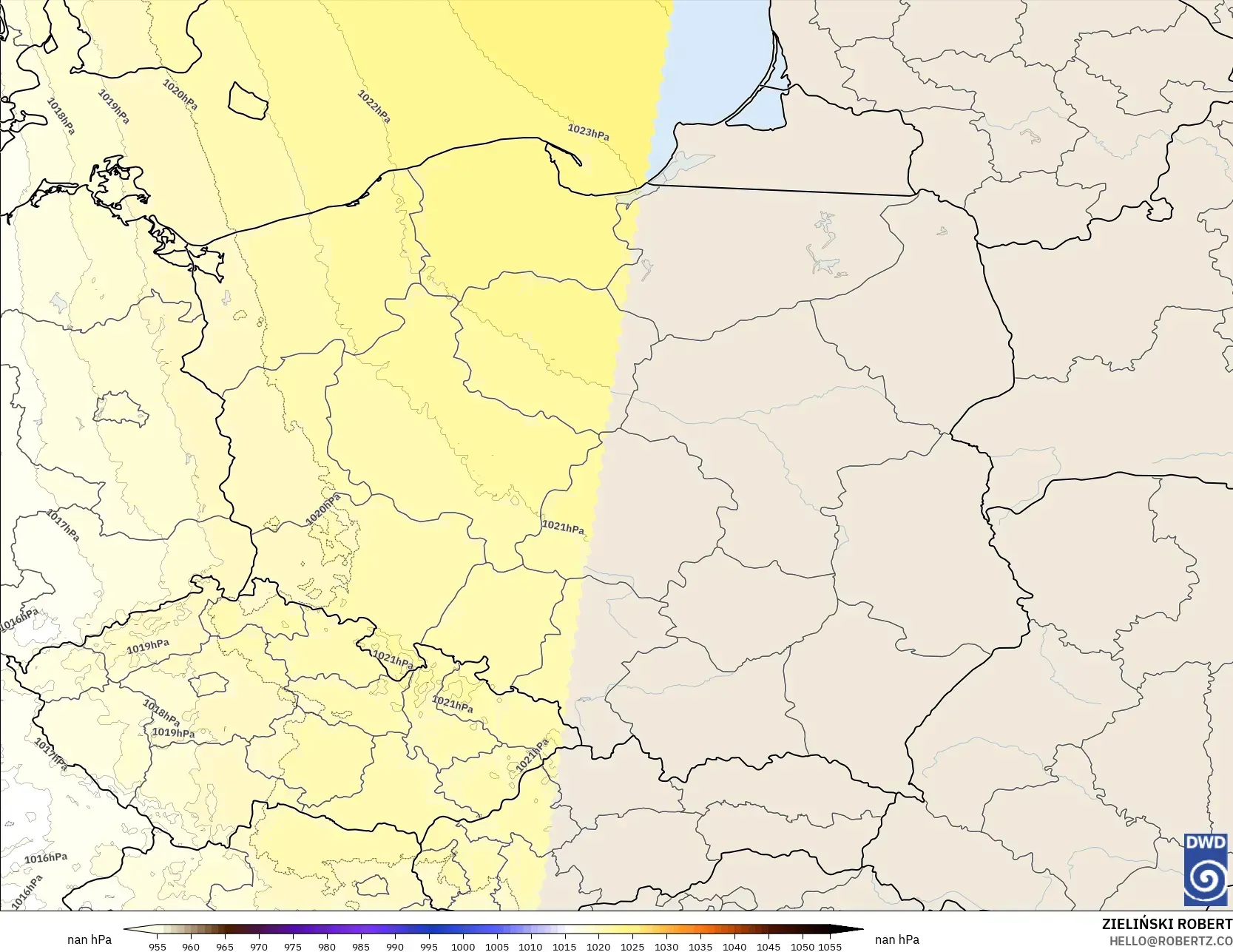 ICON Jerman 2 km model - Poland, Tekanan