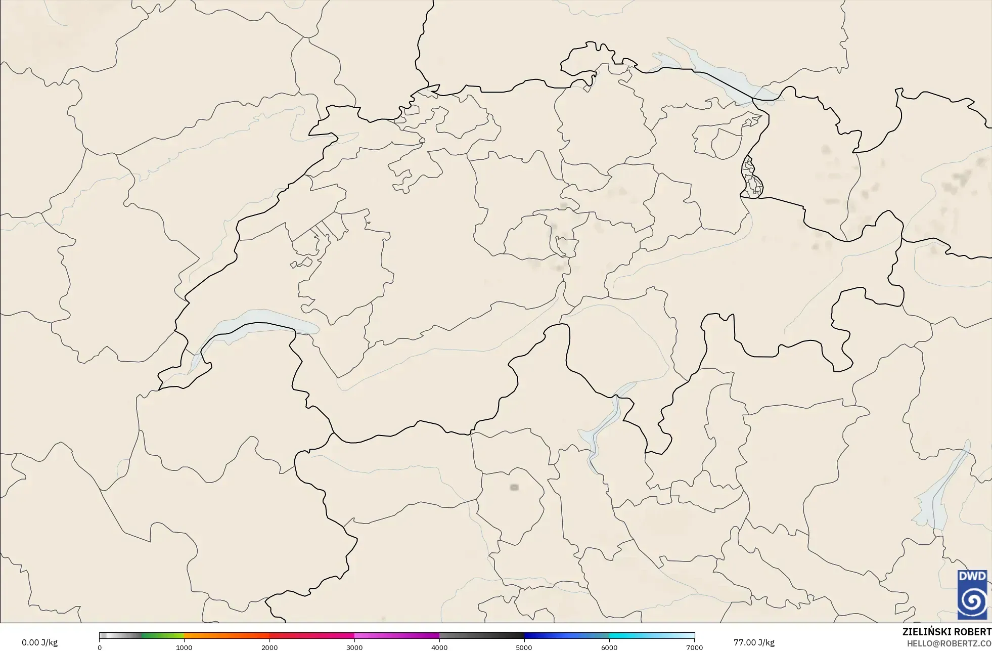 ICON Germany 2 km modelo - Switzerland, CAPE