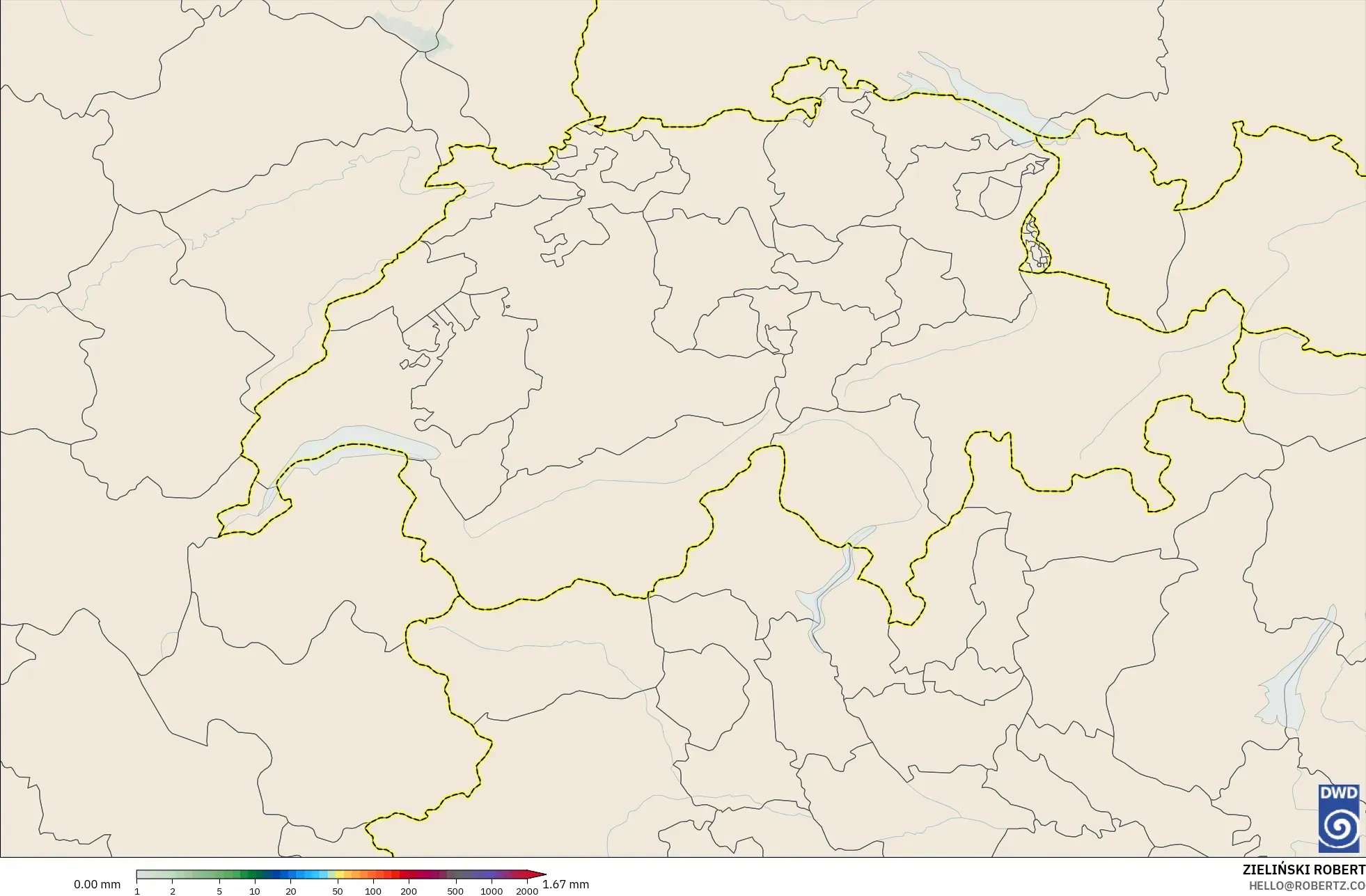 ICON Germany 2 km modelo - Switzerland, Precipitation Accumulation