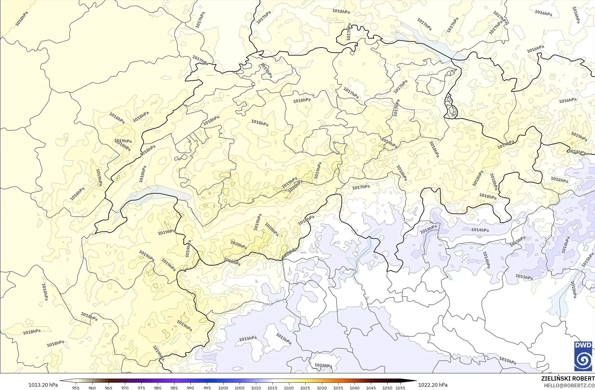 ICON Germany 2 km modelo - Switzerland, Pressure
