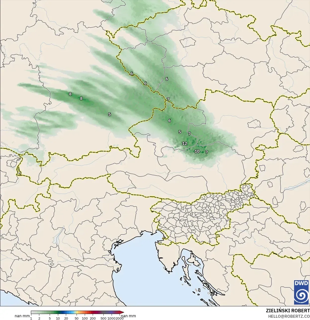 ICON Germany 2 km model - Austria, Precipitation Accumulation