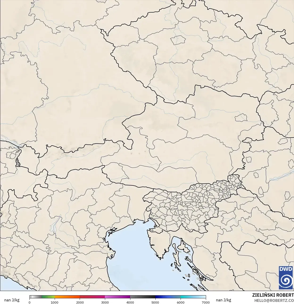 ICON Alemania 2 km model - Austria, CAPE