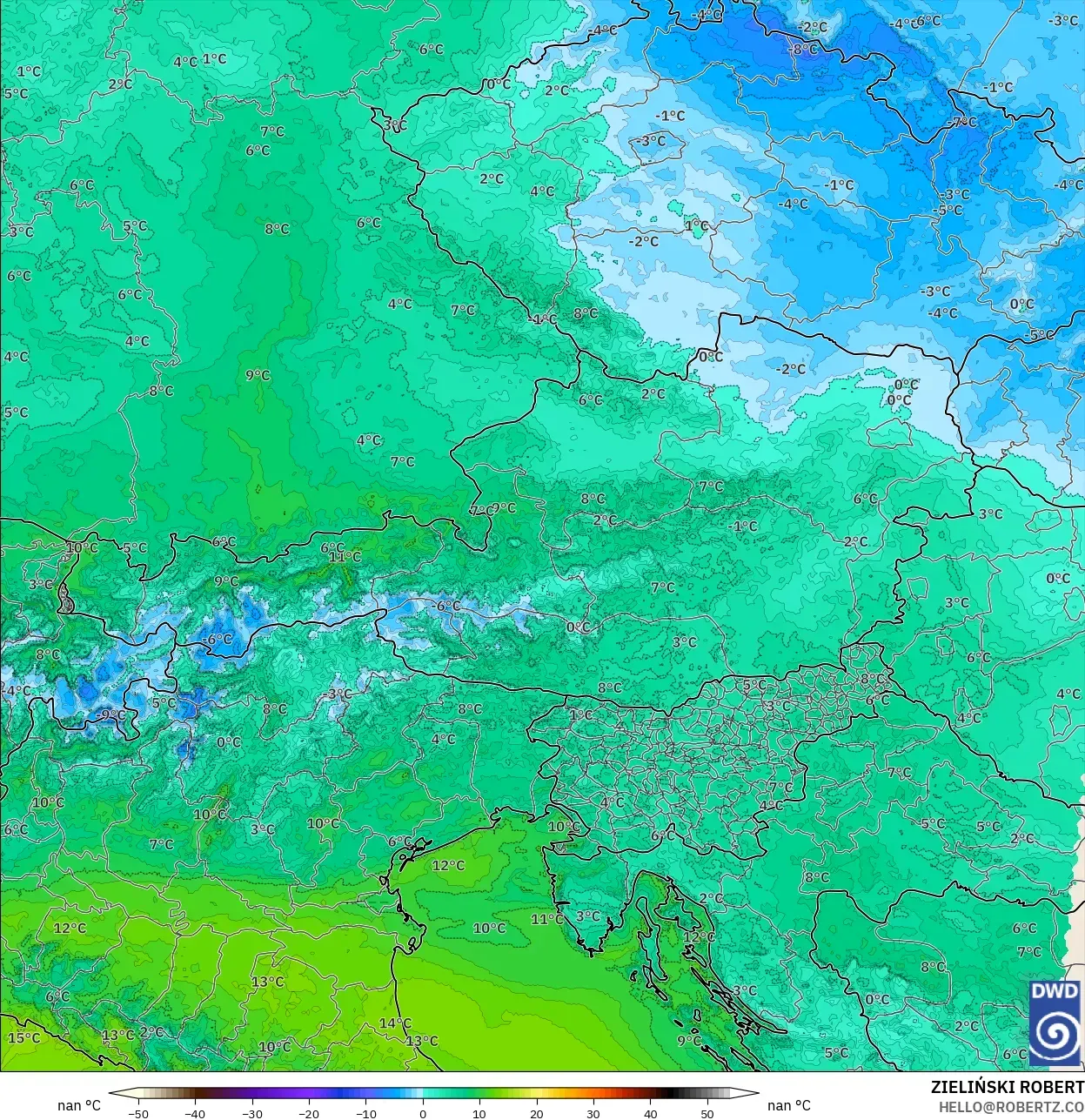 ICON Alemania 2 km model - Austria, Titik Embun 2 m