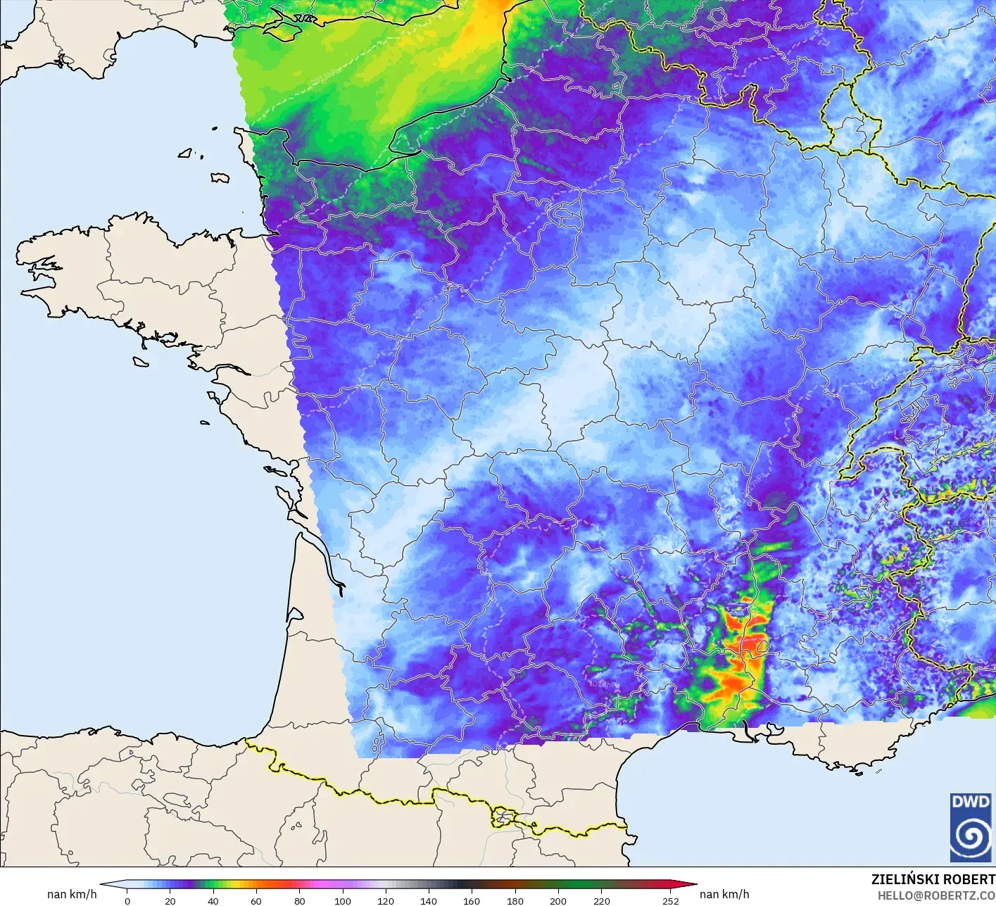 ICON Alemania 2 km model - Prancis, Puncak Hembusan
