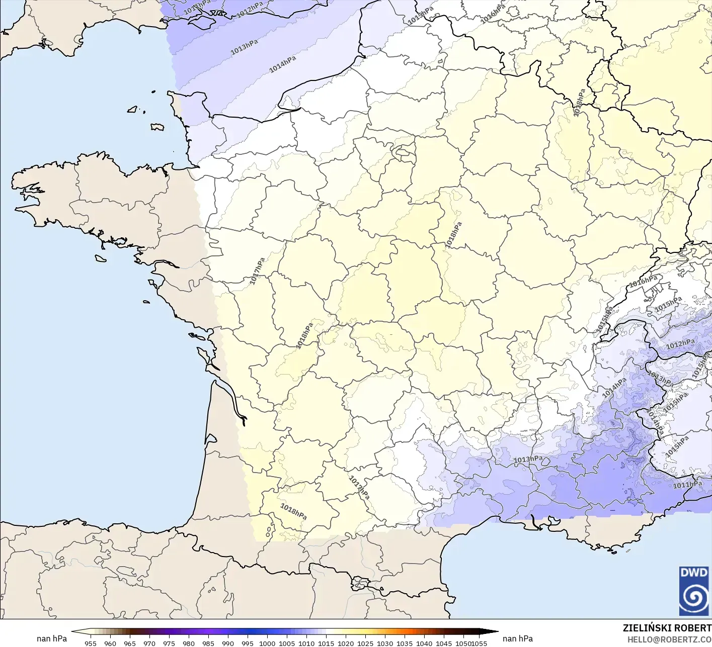 ICON Alemania 2 km model - Prancis, Tekanan