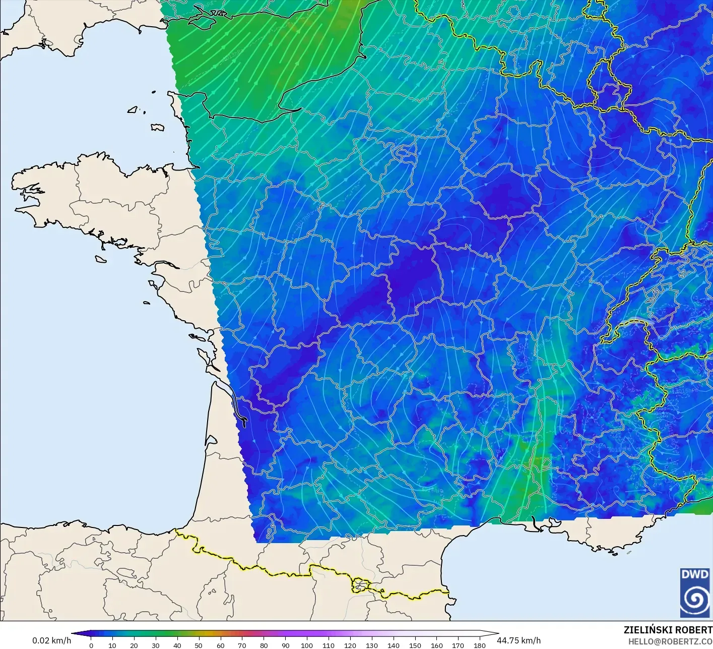 ICON Alemania 2 km model - Prancis, Angin 10 m