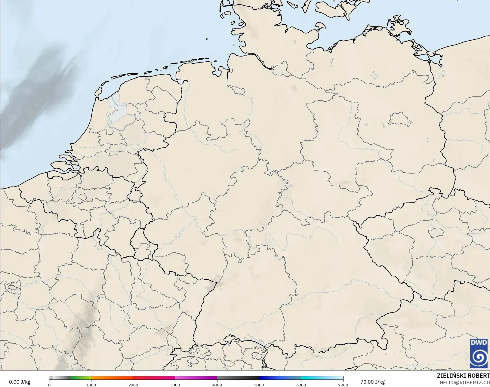 ICON Alemania 2 km model - Jerman, CAPE